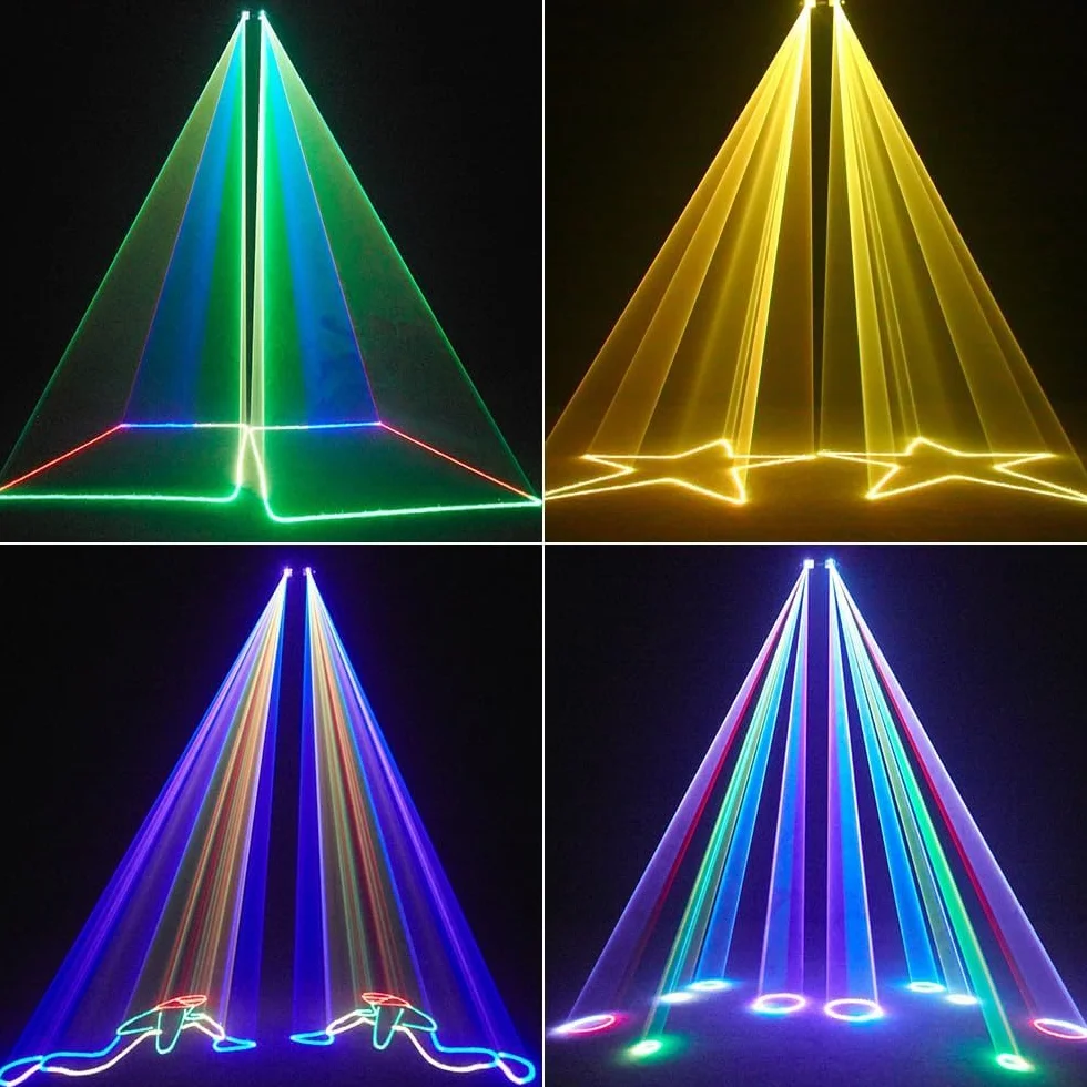 Luces de Discoteca para Fiestas，Luz Láser De Animación Luz De DJ, Fiesta De Escenario 3D RGB A Todo Color con DMX512, Sonido De Música Y Control Remoto For Bodas, Fiestas, Discotecas, Bar, Club, Escen