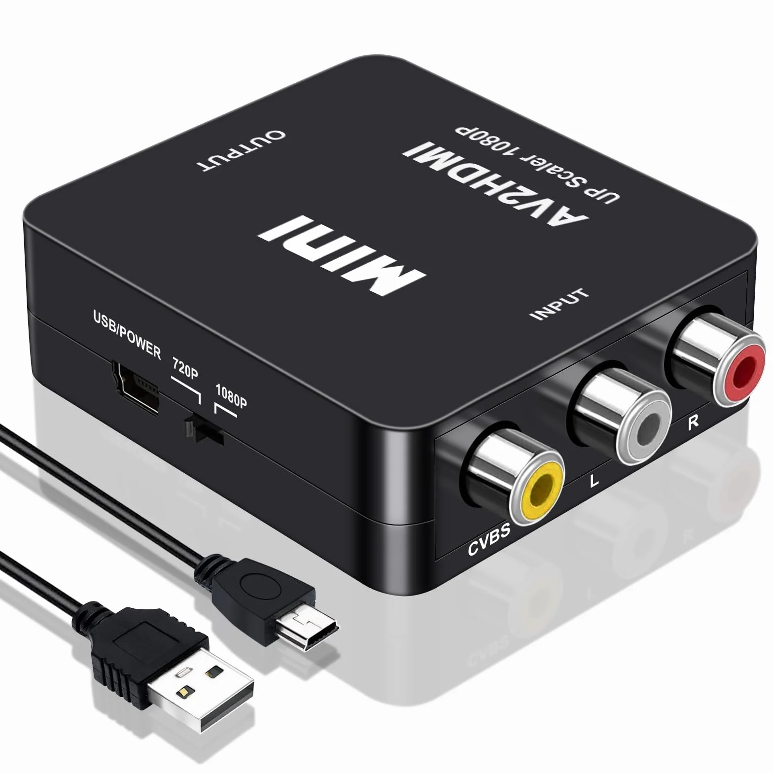 YLK Convertidor RCA a HDMI, Convertidor de AV a HDMI, Adaptador de Audio y Video CVBS Compuesto Mini RCA 1080P Compatible con PAL/NTSC para TV/PC/PS3/PS4/Portátil/STB/Xbox VHS/VCR/Reproductores