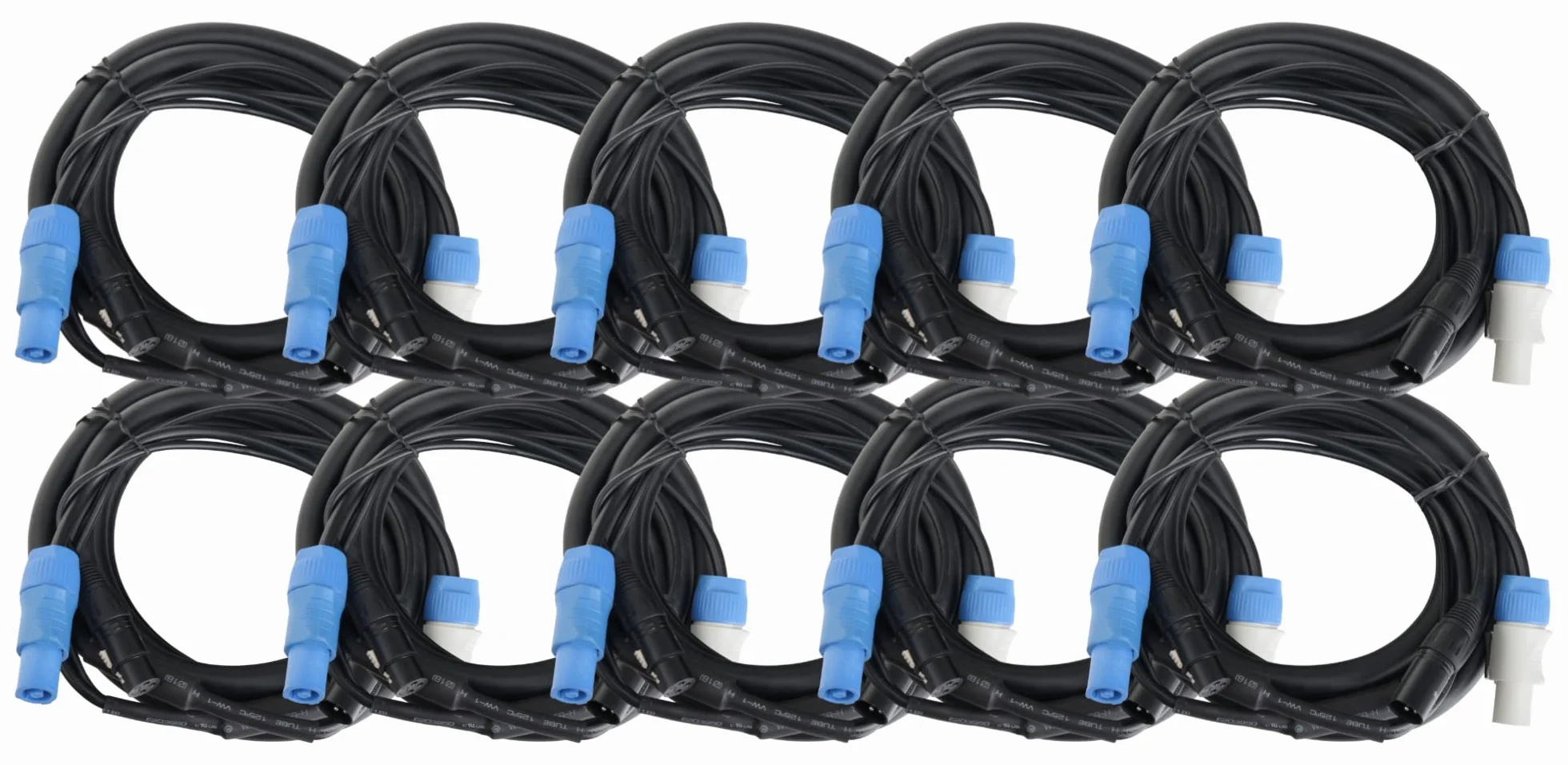 Pronomic Stage PPD-5 Cable Híbrido Powerplug/DMX Set de 10 - Cable combinado para alimentación y señal DMX - Sin enredos al conectar efectos de luz - Longitud: 5 m - Negro