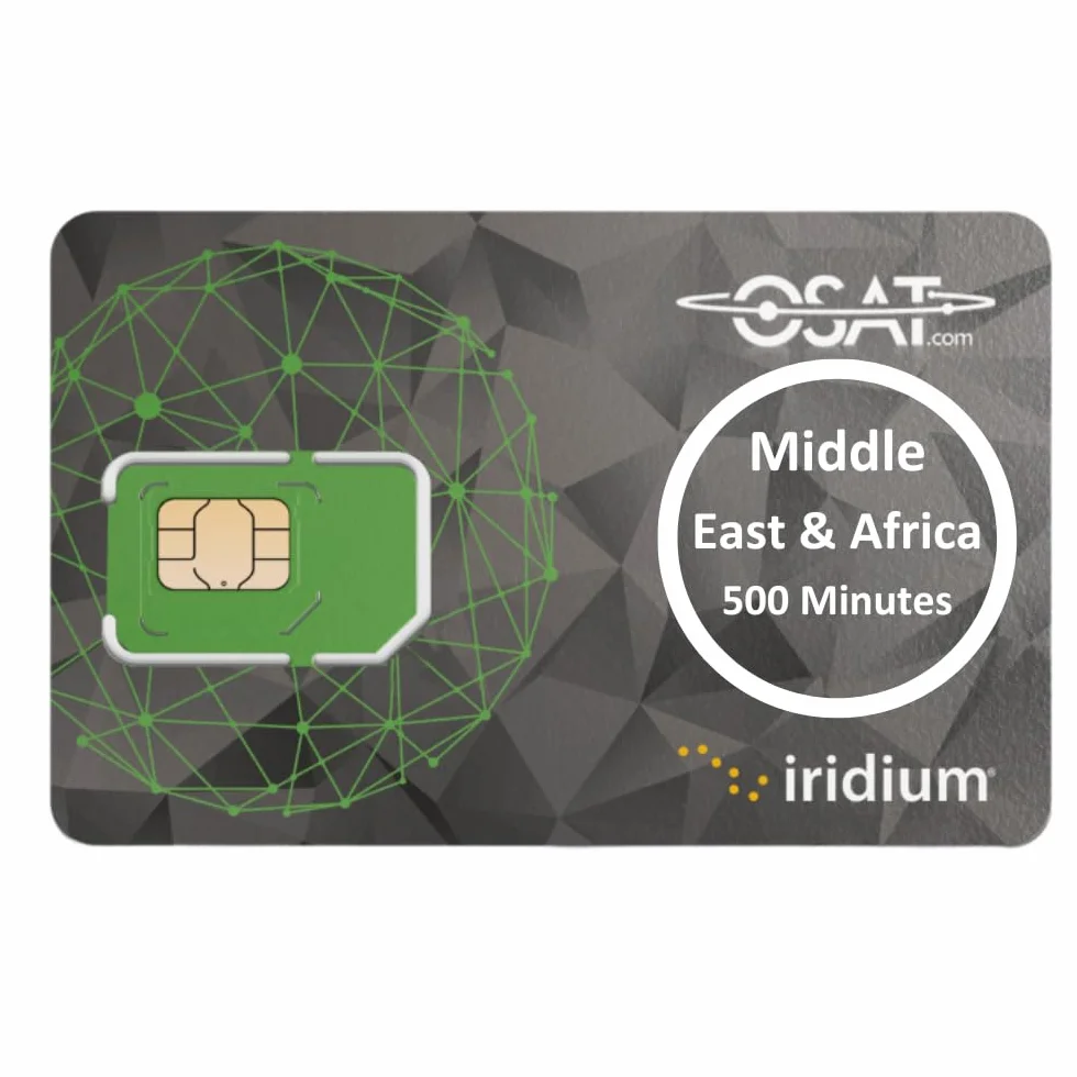 OSAT Tarjeta SIM Iridium Satellite 500 minutos prepagados 365 días para Medio Oriente y África