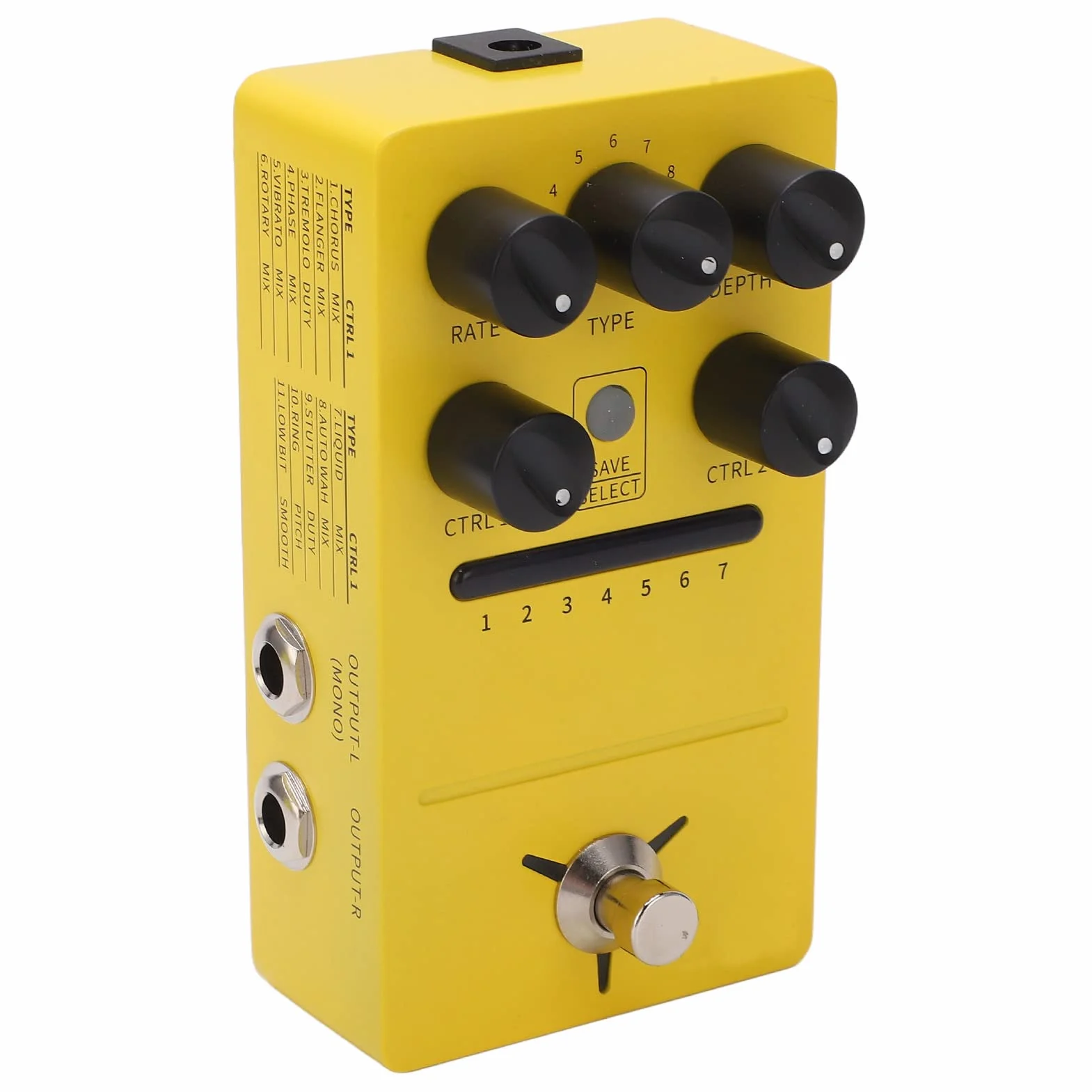 Pedal de Efectos de Guitarra, 11 Efectos de Modulación Pedal Estéreo True Bypass Phase para Guitarra Eléctrica FS05