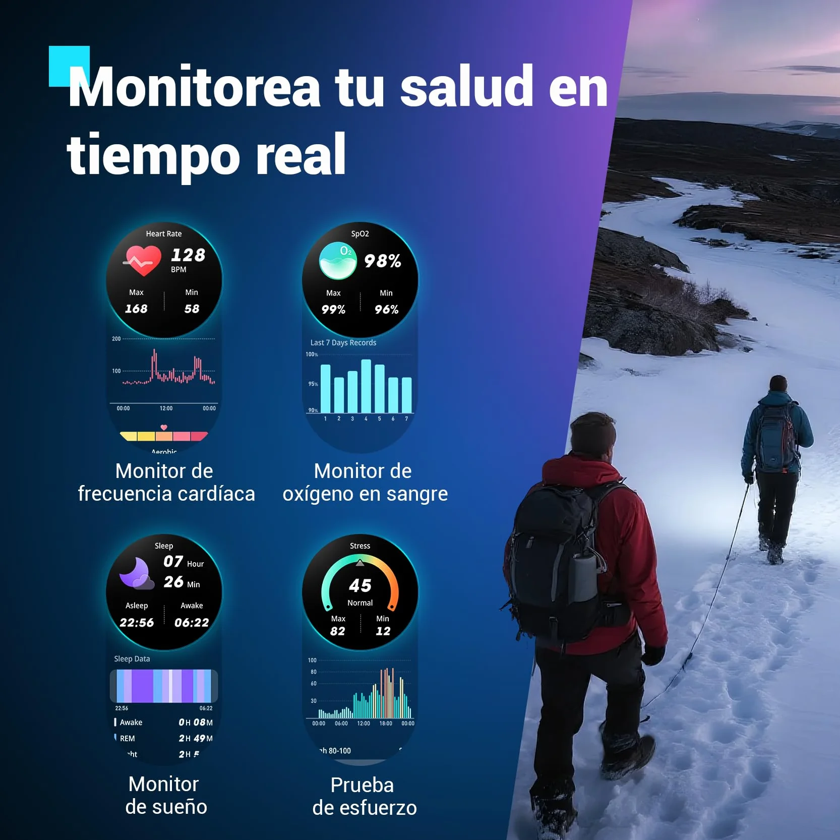 Blackview Reloj Inteligente Hombre - Linterna y Brújula, 1,45" Militar Smartwatch Hombre- Llamadas Bluetooth, Pulsómetro, Oxímetro, Monitor de Sueño, Pulsera Actividad 100+ Modos Deportivos, Podómetro