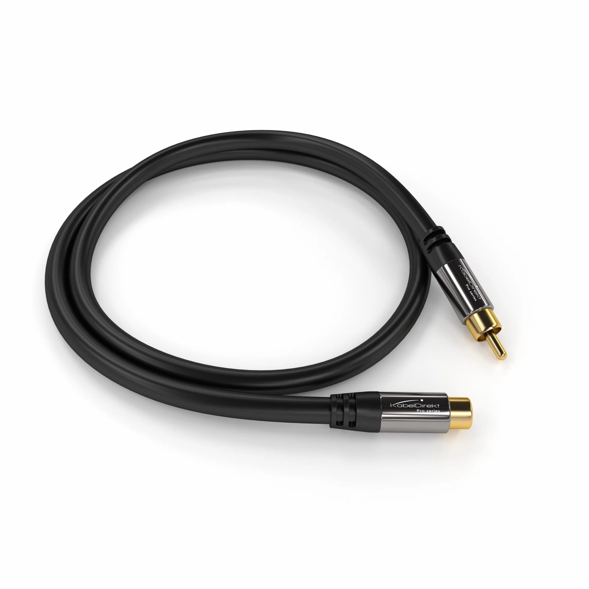 KabelDirekt – Cable de extensión Cinch, Audio/Digital/Video – 1,5m (cable coaxial, conectores macho/hembra RCA, para subwoofer/amplificador/HiFi, audio analógico/digital o video compuesto, 75 ohmios)