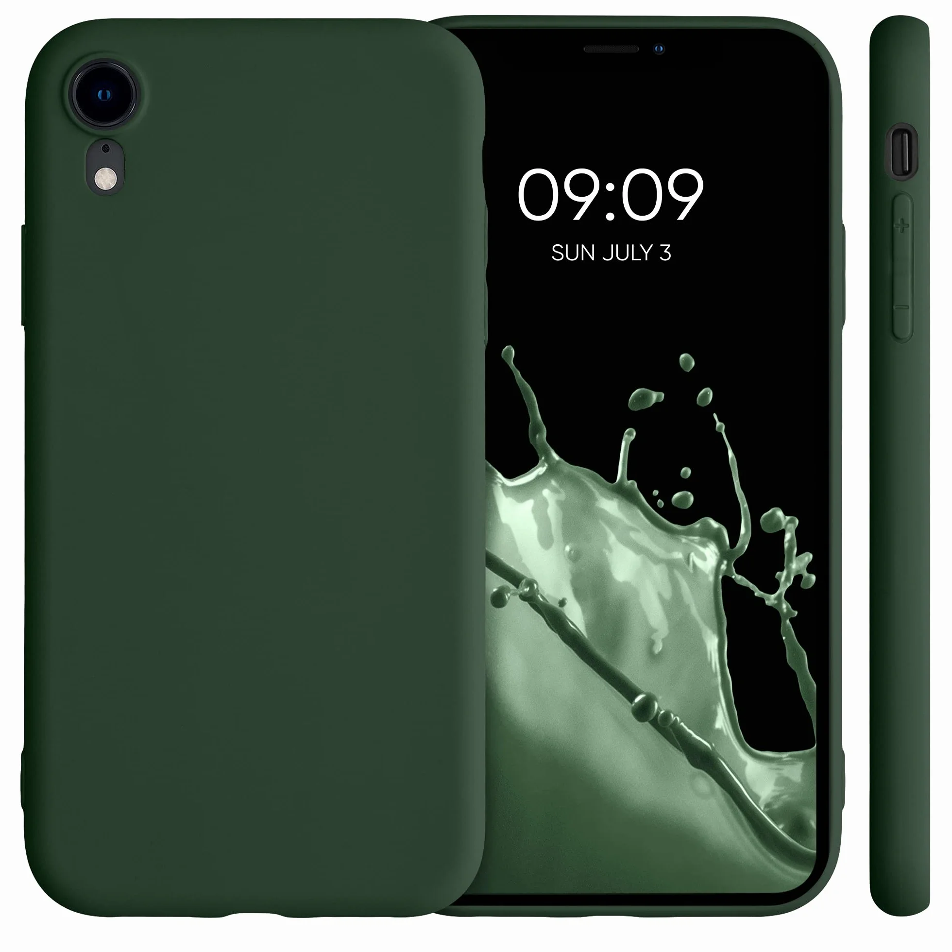 kwmobile Funda para Apple iPhone XR Carcasa - Ultrafina de TPU y Silicona con Bordes elevados anticaídas - Verde Oscuro Mate