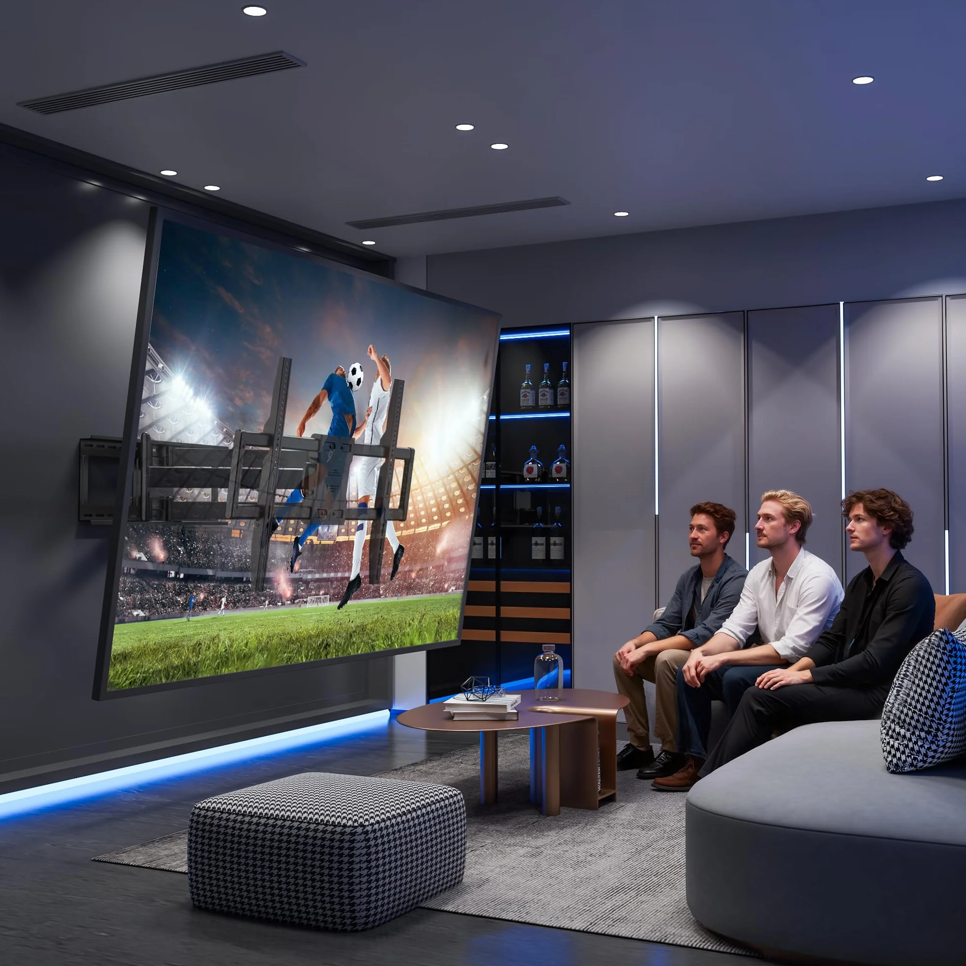 BONTEC Soporte TV Pared de 60-110 Pulgadas, Soporte Television Pared Giratorio e Inclinable, Extensión de 1016 mm, VESA 800x600 mm, Carga 125 kg, para Televisores Planos, Curvos y Pantallas Grandes