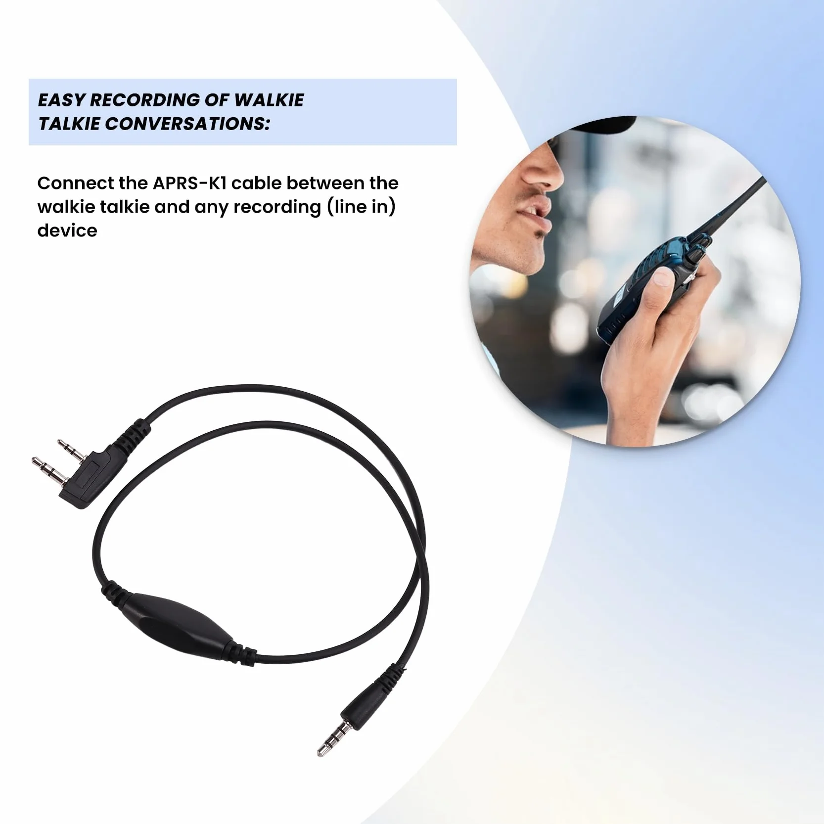 APRS a K1 Cable de interfaz de audio Walkie Talkie Cable de conexión para APRSpro APRSDroid