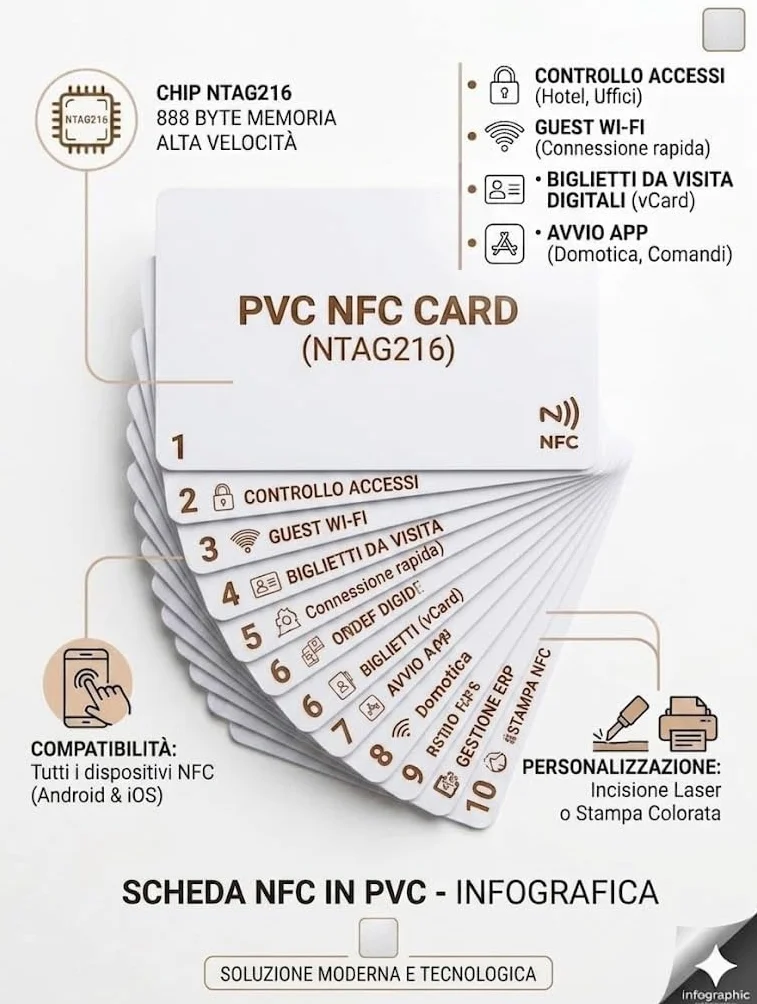 NTAG216 Tarjetas NFC PVC ISO Blancas Programables 10 unidades