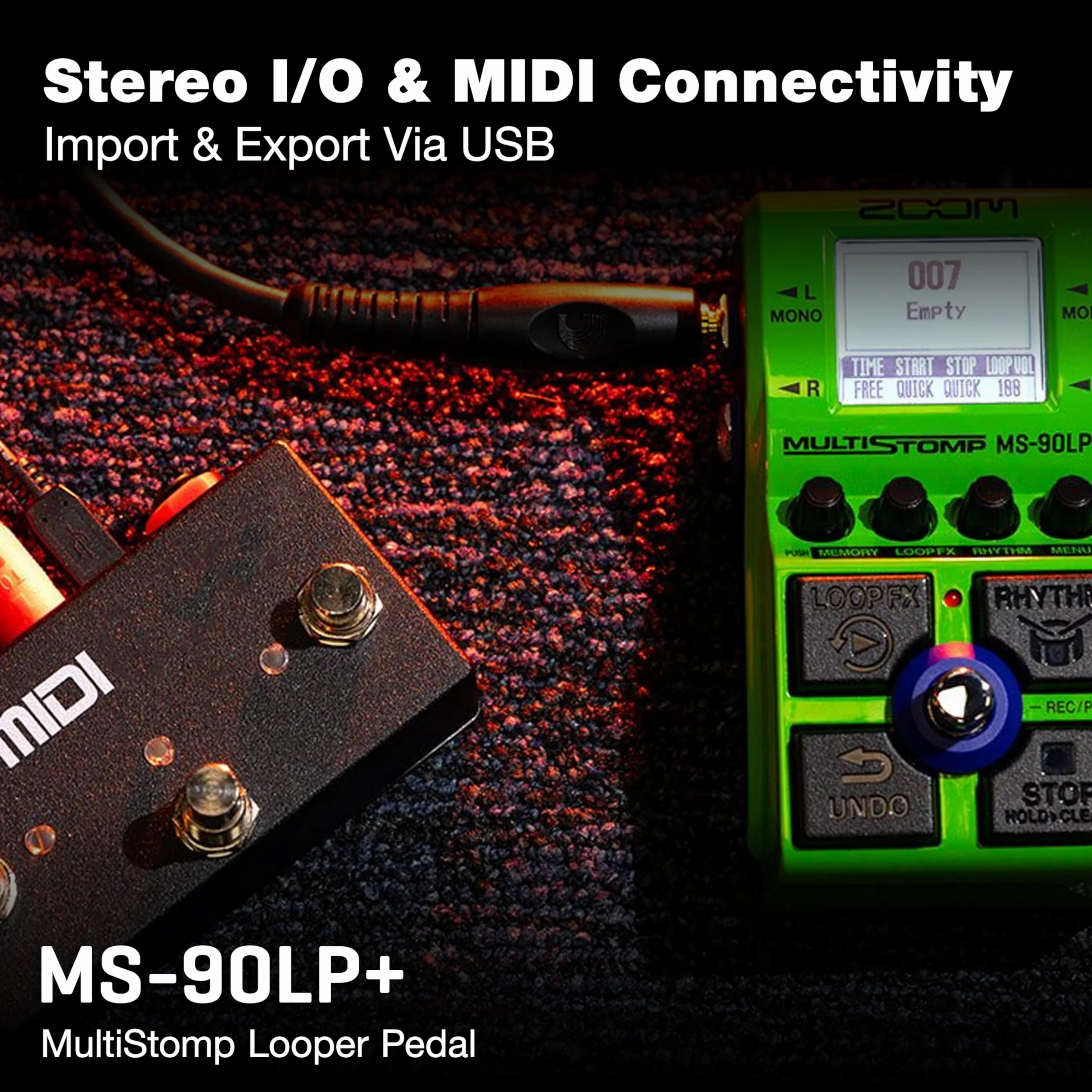 Zoom - MS-90LP+ pedal looper estéreo para guitarra, bajo y teclados - 100 bucles 90 min por bucle máx. 13 horas de grabación 32-bit float capas, efectos y patrones rítmicos, verde