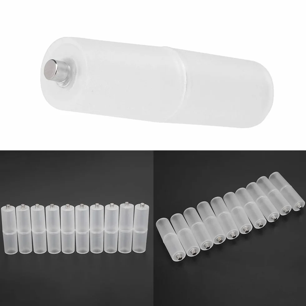 10 Unidades AAA a, Adaptador Convertidor de Baterías 18650 Funda de Tamaño AA Batería Portacebox Portatarjetas Funda Switcher Transparente (Transparente)