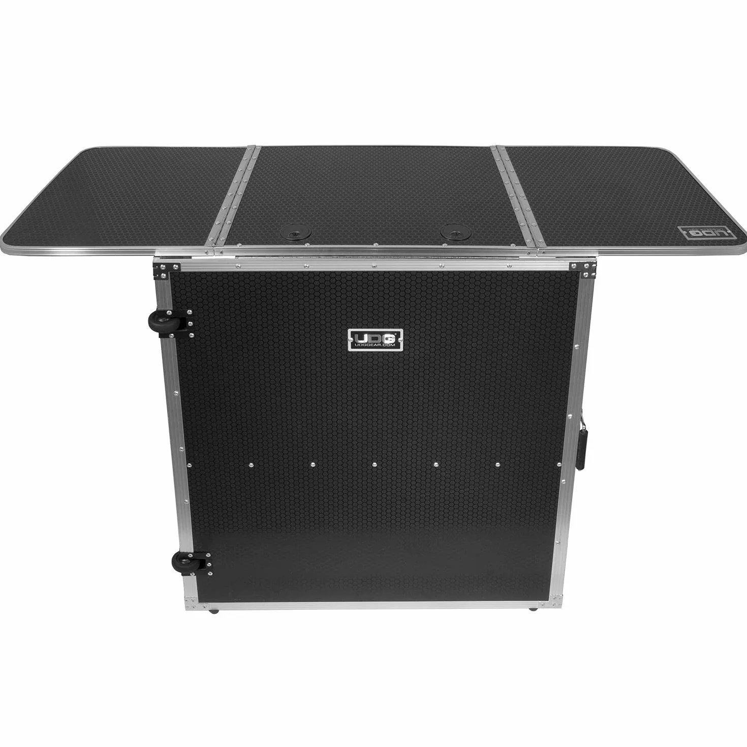 UDG FlightCase - Mesa de DJ Plegable + (Ruedas), Color Plateado MK2