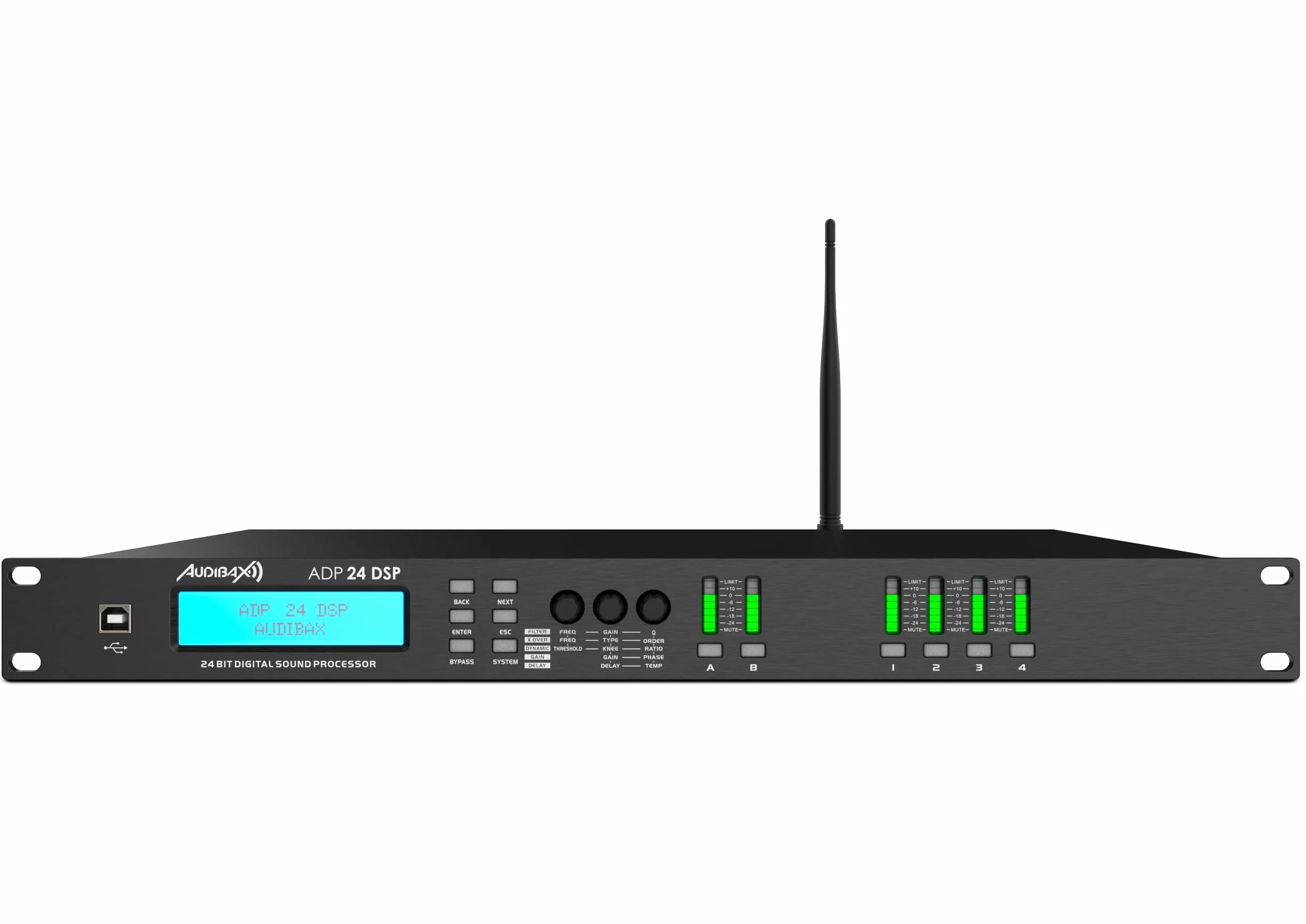 Audibax ADP 24 DSP Procesador de Sonido/Crossover Digital 19" 4 Canales de Salida