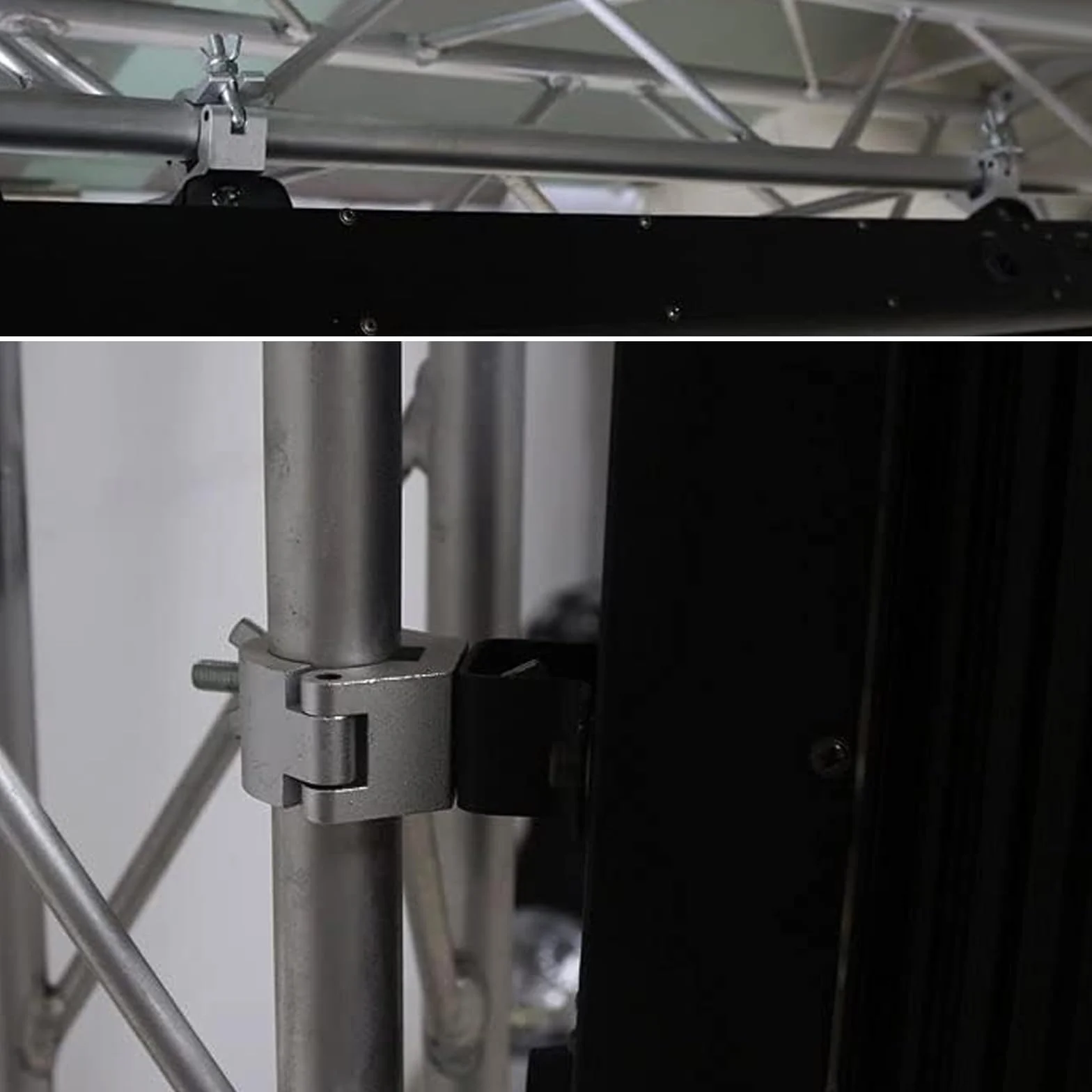WECAN Iluminación de escenario y accesorios, abrazadera de aluminio en C, abrazaderas resistentes para andamios, ajustables de 30-35 mm (1,18 a 1,38 pulgadas) (4 unidades, color plateado)