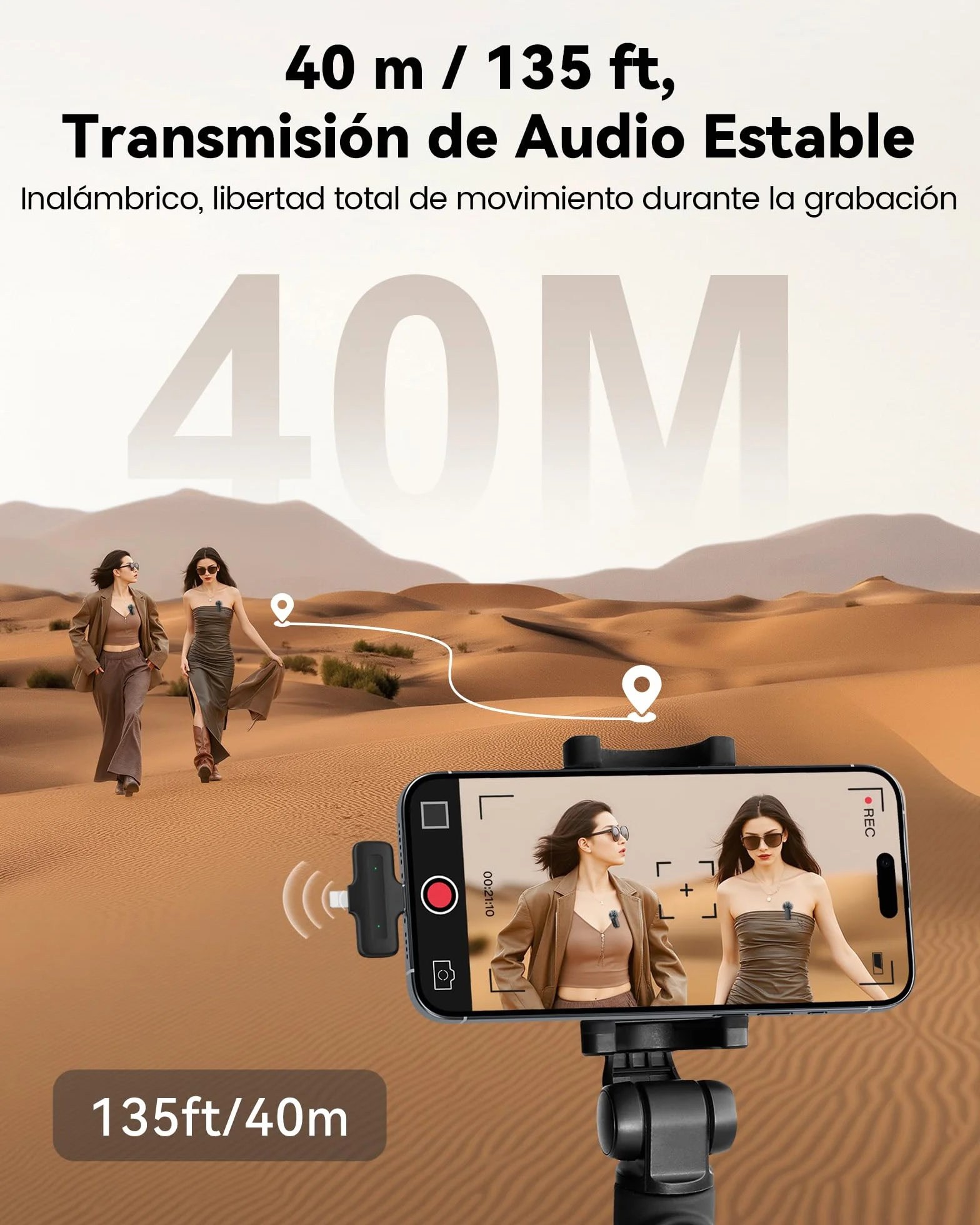 CZOCPOS Micrófono inalámbrico para Phone, Pad y Android con Estuche de Carga, 2 micrófonos de Solapa Plug & Play, reducción de Ruido, Mini micrófono para Video, Youtube, Vlog y Streaming