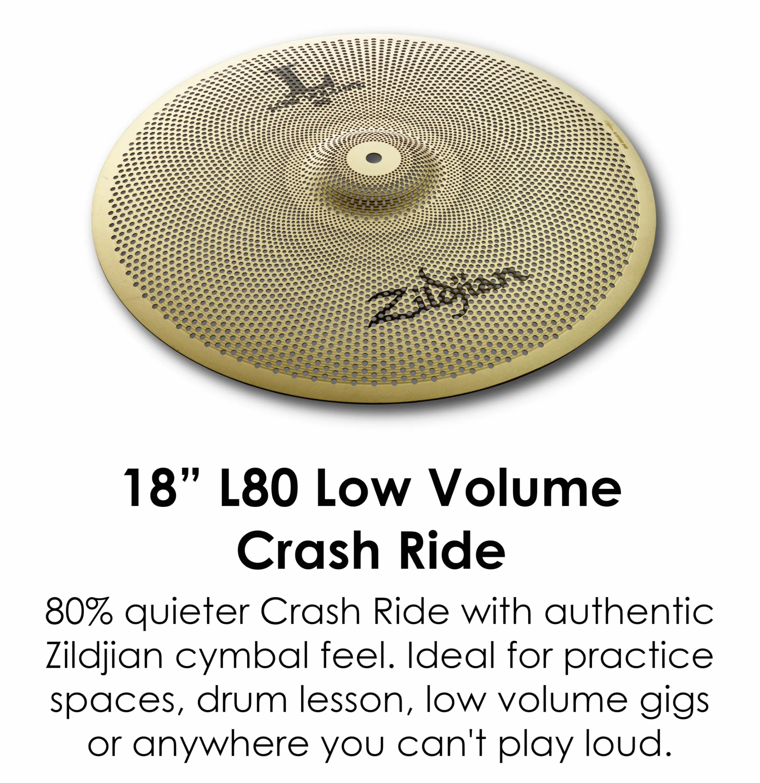 Zildjian LV468 L80 - Series Low Volume 3 Cymbal Box Set, 14" Hi-Hats, 16" Crash, 18" Crash/Ride