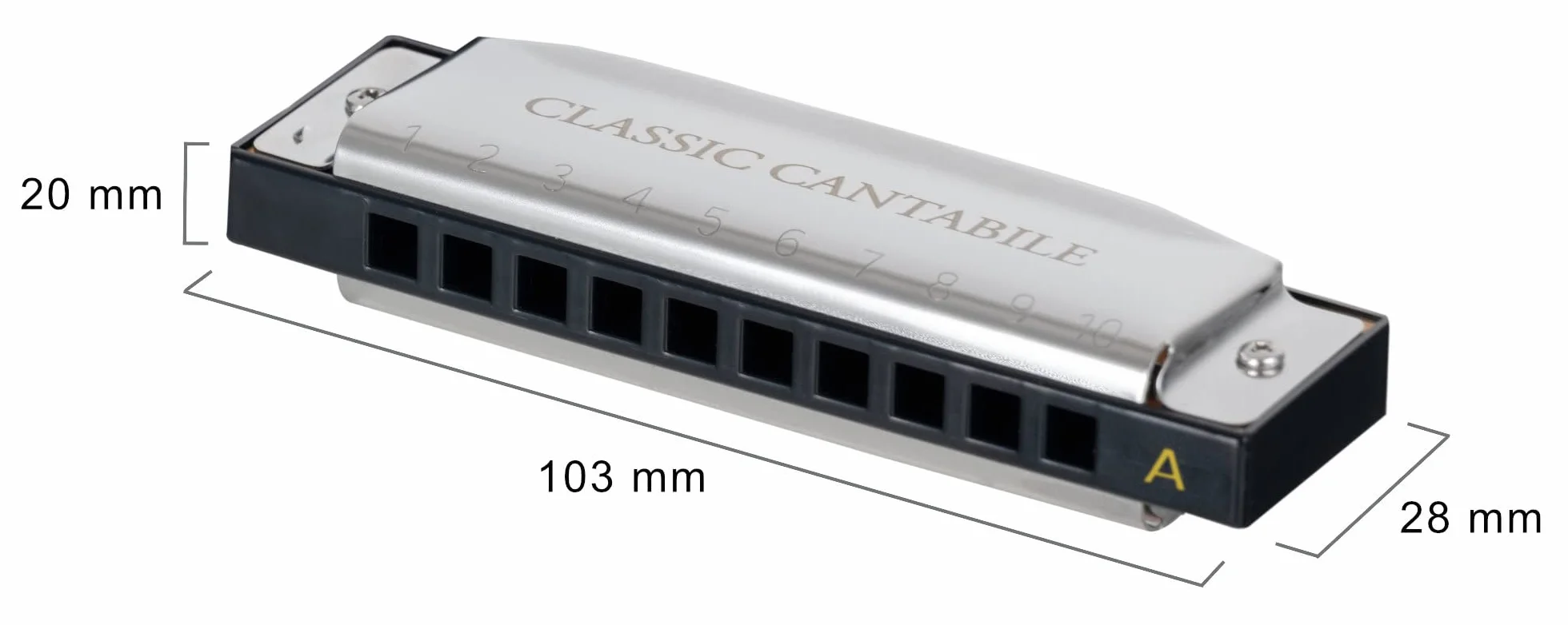 Classic Cantabile AHBS-12 Alabama Blues Harmonica Set De 12 Armónicas Diatónicas En Varias Tonalidades - 10 Lengüetas De Latón - Caja De Acero Inoxidable - Incluye Estuche Y Paño