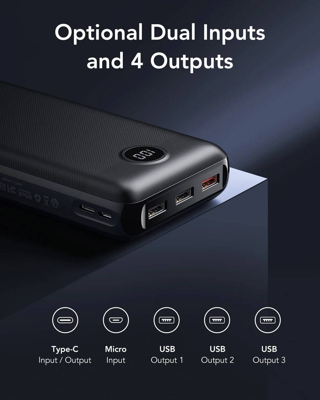 VEGER Batería Externa Carga Rápida 30000mAh, Power Bank 20W con 4 Salidas y 2 Entradas, Batería Portátil USB C con Pantalla LED, Cargador Portátil para iPhone, iPad, Samsung, Android, Tablets y más