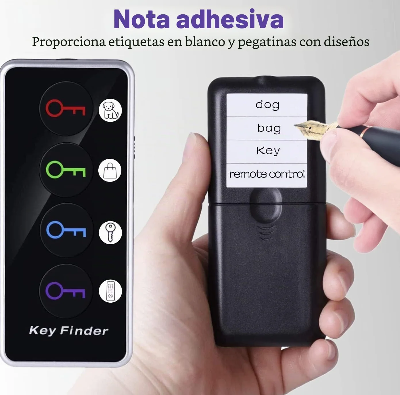Reyke Buscador de Llaves, localizador inalámbrico de artículos de 80 dB RF con Rango de Trabajo de 100 pies, buscador Remoto con Linterna LED, Soporte Base para Llaves, Cartera, teléfono y Mascotas