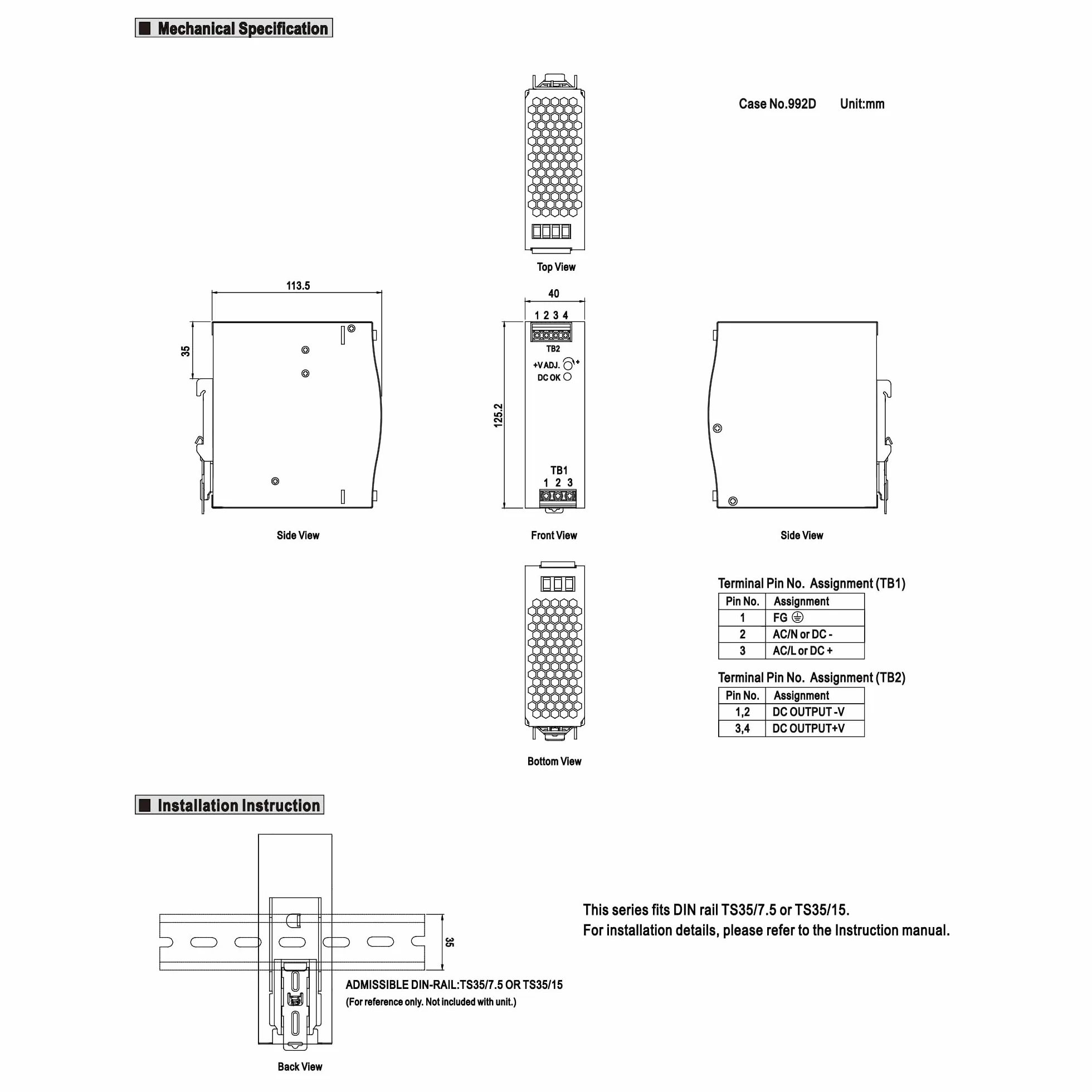 MeanWell NDR-120-24 - Fuente de alimentación (120 W, 24 V, 5 A, DIN-Rail)