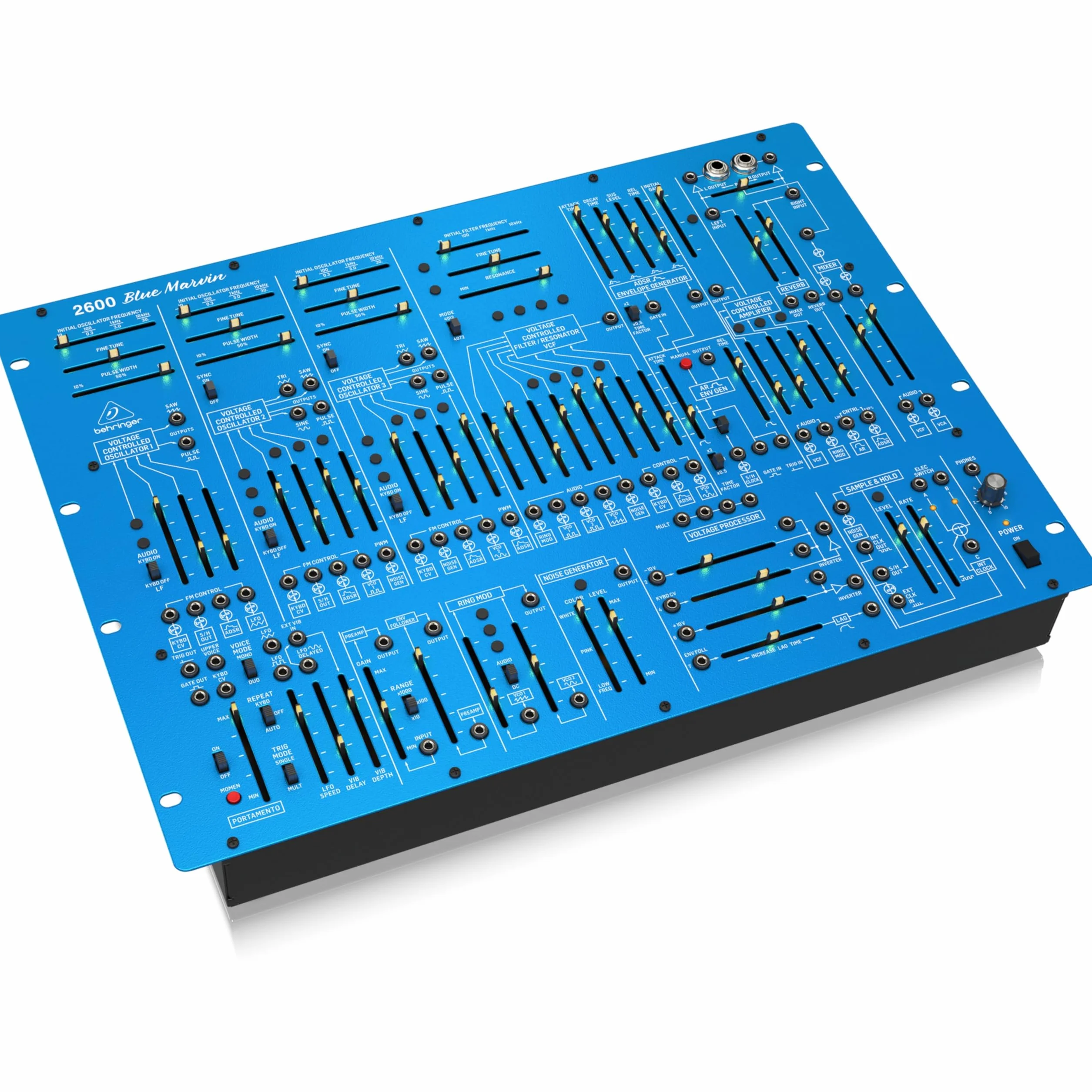 Behringer 2600 BLUE MARVIN Sintetizador Analógico Semimodular, Edición Especial, Con 3 VCO Y VCF Multimodo En Formato De Montaje De 8 Bastidores En U