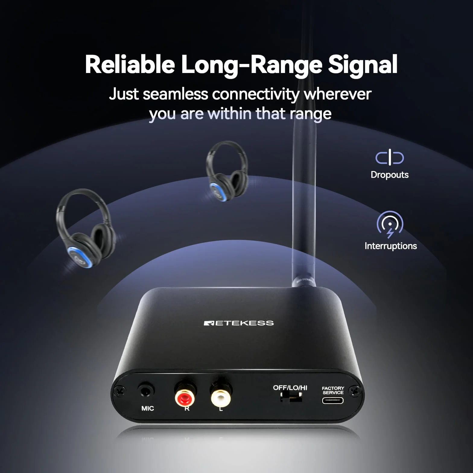 Retekess TA004 Auriculares Silent Disco, Silenciosos de Discoteca para Fiestas de Baile por Noche, Auriculares con Receptor de Audio para Familia, Fiestas de Baile por Noche
