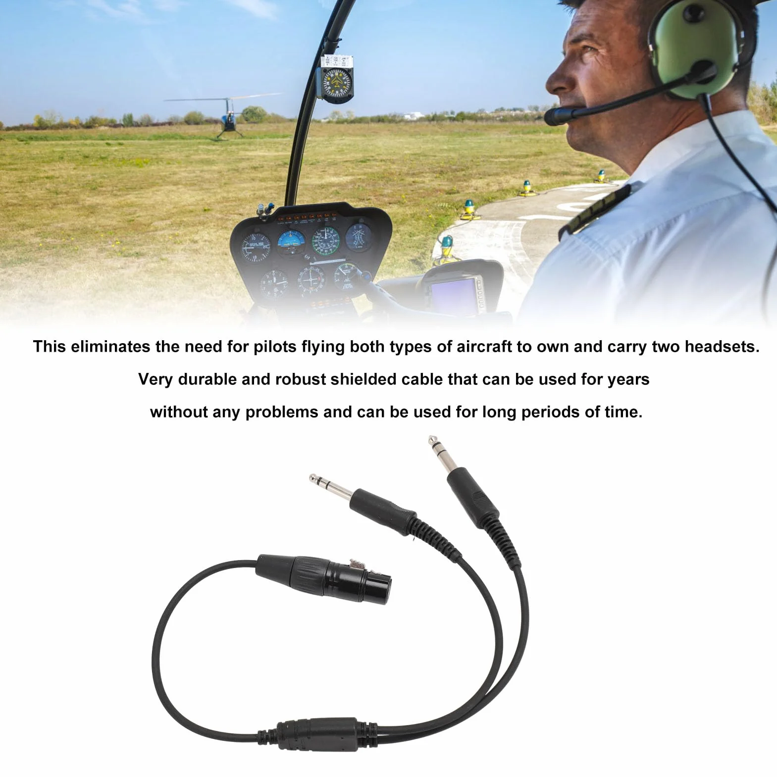 VBESTLIFE Cable Adaptador Auriculares Aviación Doble Enchufe XLR 5 Pines GA PJ-068 PJ-055