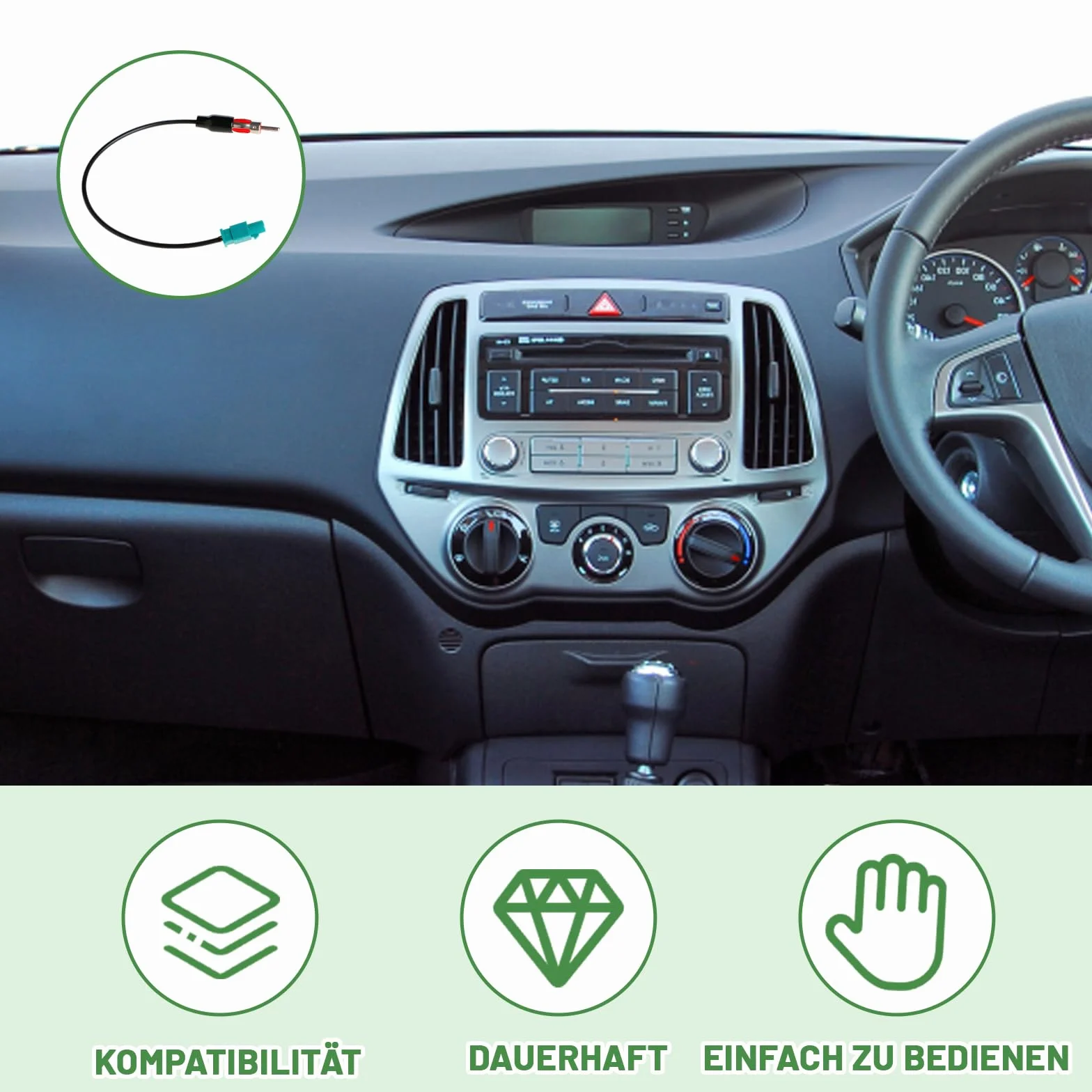 Adaptador Antena Radio Coche, Cable FAKRA Macho a DIN para Antena Coche Universal - Compatible con Audio Estéreo y Reproductor Multimedia