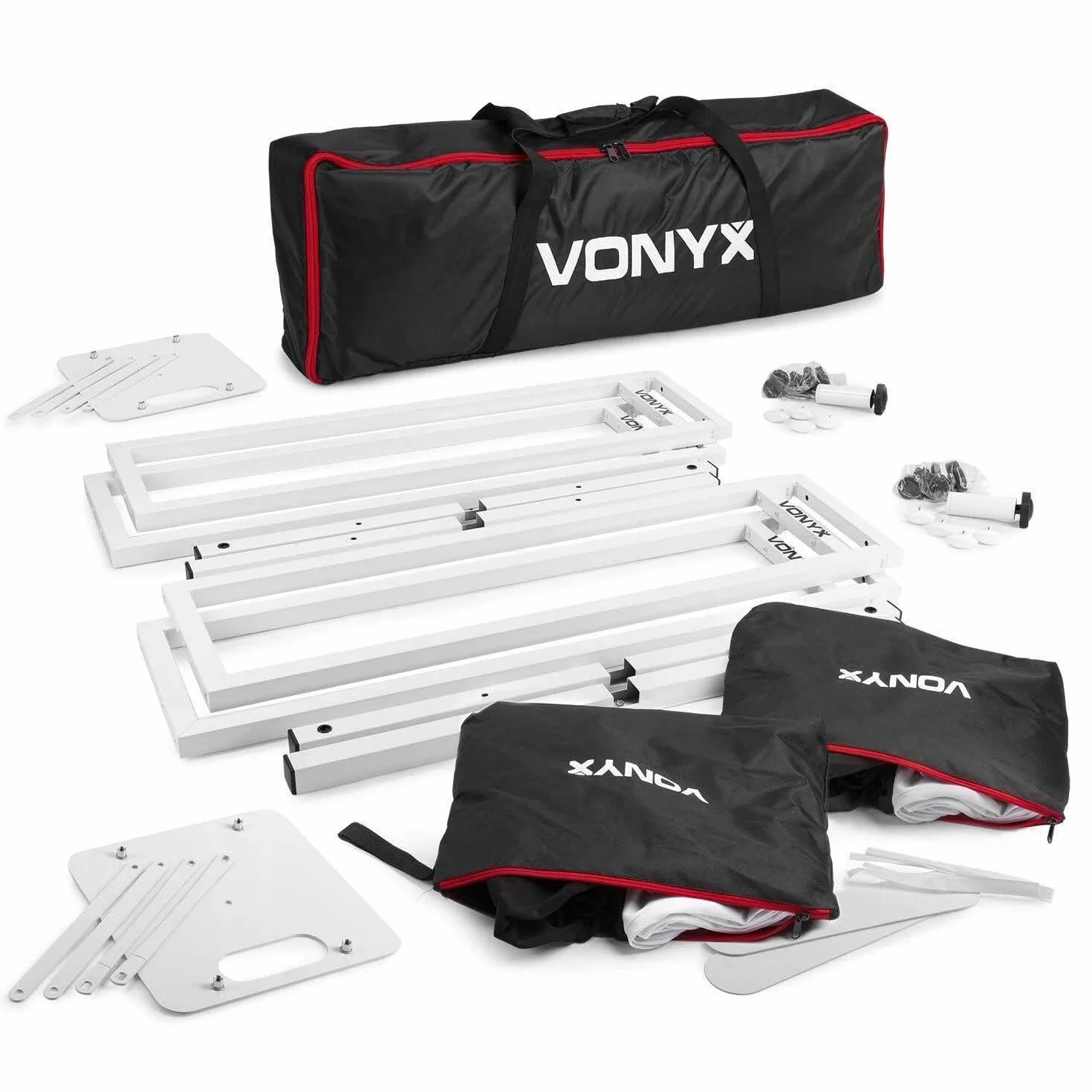Vonyx DJP165 Soporte Universal para Altavoces - También Adecuado para Efectos de iluminación, Productos, etc. - Incluye Cubierta Blanca y Negra - Altura Regulable