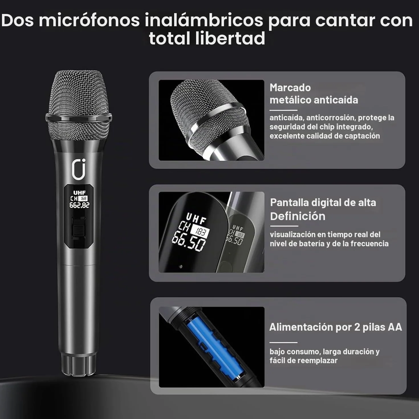 HWWR Karaoke Profesional Inalámbricos, Máquina de Karaoke Portátil con Micrófonos Inalámbricos para Adultos y Niños, Luces LED,USB/TF/AUX/Rec, Karaoke Compatible con Android/iPad/TV/PC