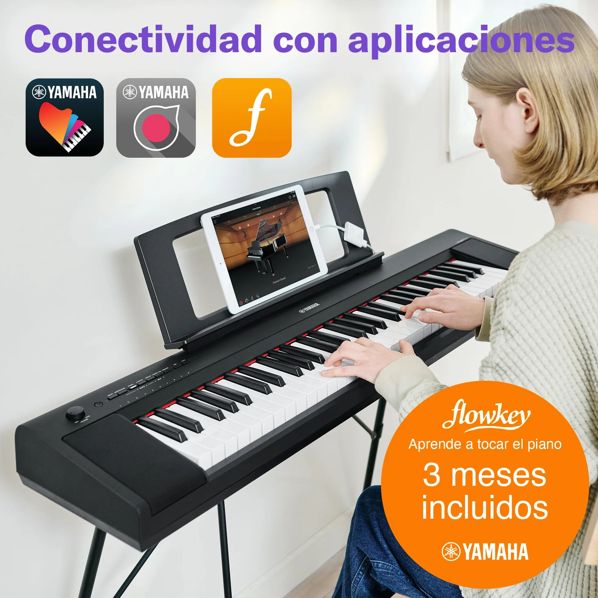 Yamaha NP-15 Piaggero - Teclado digital ligero y portátil, con 61 teclas sensibles a la pulsación y 15 voces de instrumentos