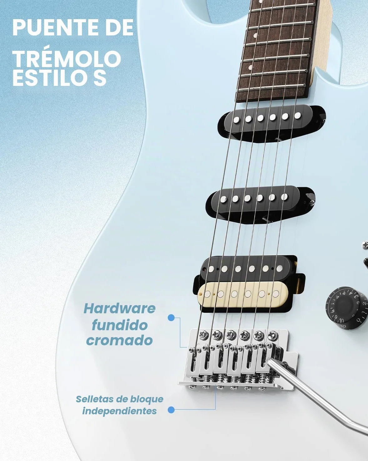 Donner DMT-66 39 Inch Guitarra Eléctrica de Tamaño Completo para Principiantes, Kit de Guitarra Eléctrica con Funda Azul Degradado