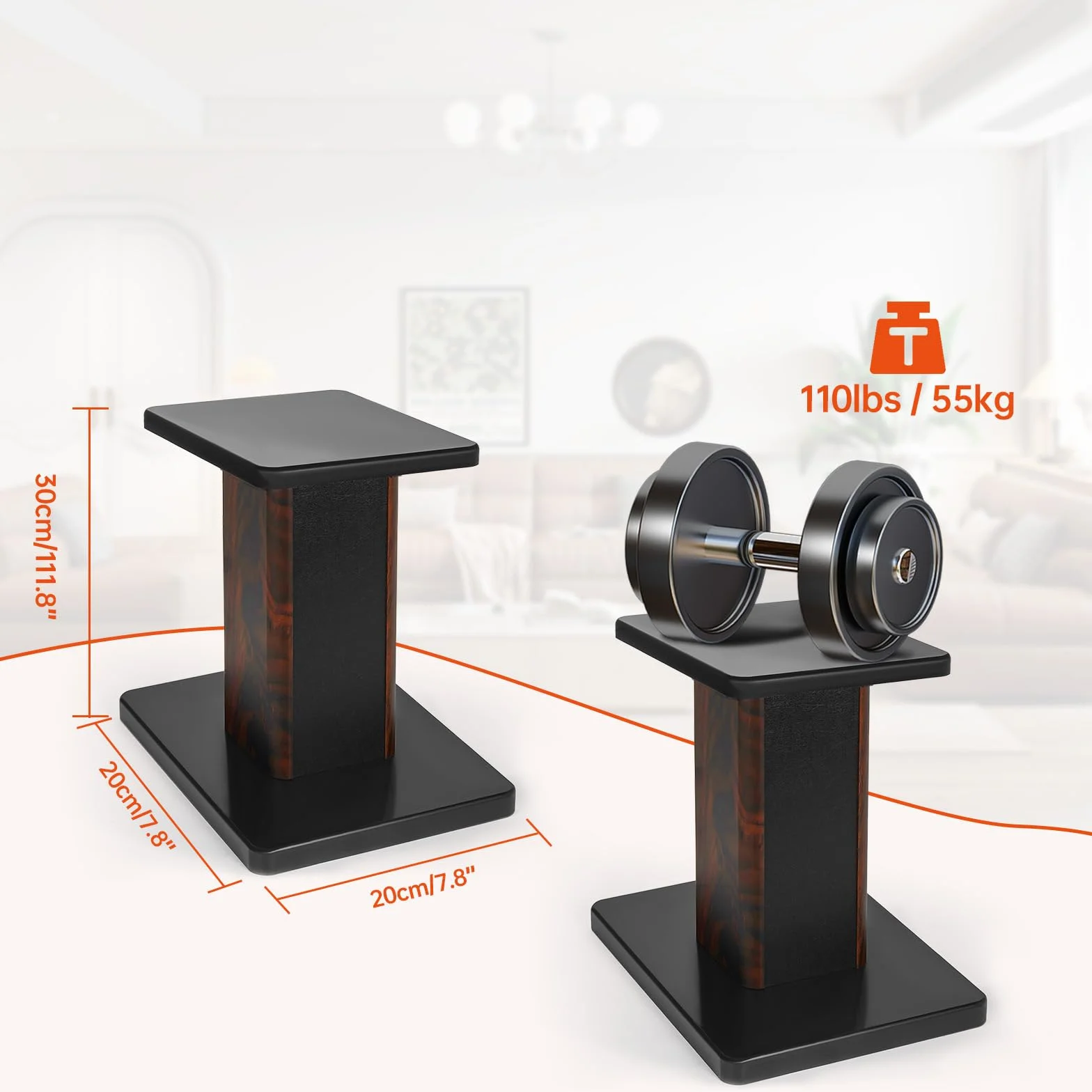 OUUTMEE Soportes para altavoces de 30 cm (12 pulgadas) de madera - Soportes para altavoces HiFi de alta resistencia para escritorio de cine en casa y monitores de estudio - Soporte universal para