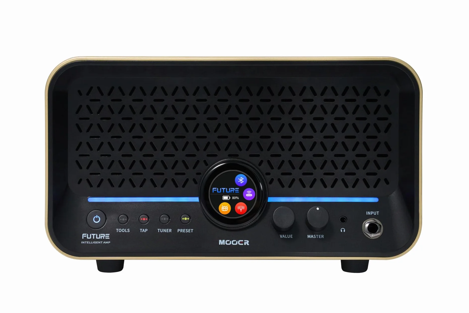 Mooer F15i Li - Combo de Guitarra Multi-Efectos y Modelado, 15 W, con batería - Oro Imperial