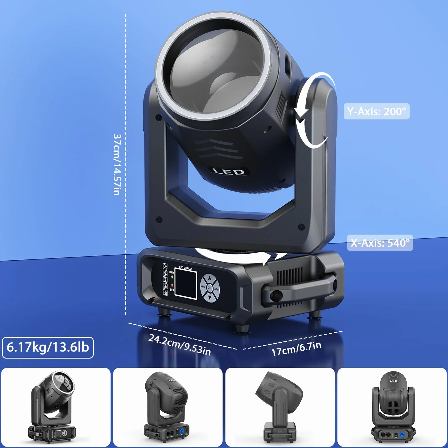 2 piezas 200W LED Cabeza Móvil Luces de Discoteca, Luz de escenario RGBW Beam con 18 Prismas 11+1 Colores 14+1 Patrones Clubes Fiestas Conciertos Discotecas DJ