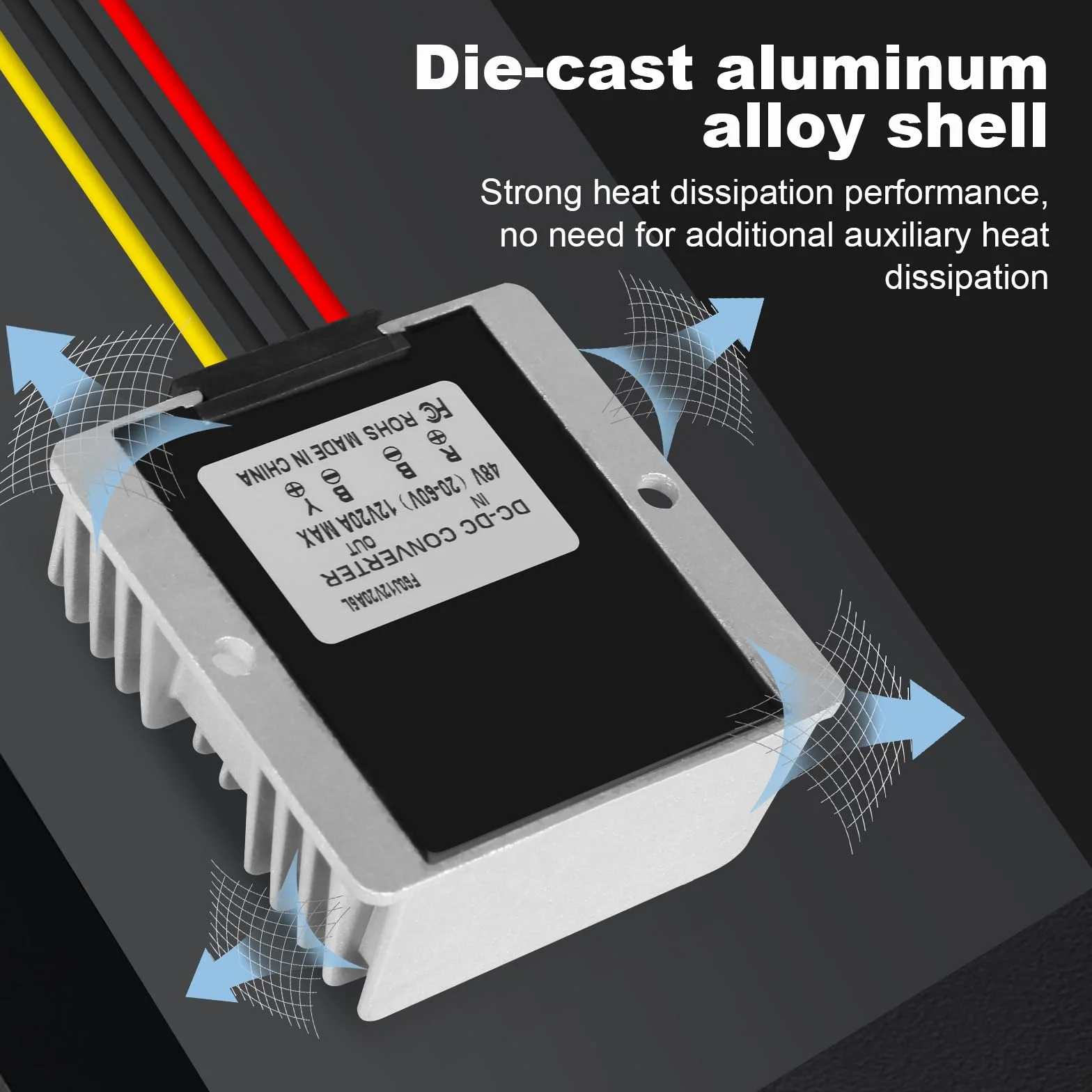 Convertidor Reductor DC 36V 48V 60V a 12V 20A 240W, IP67 Impermeable Regulador de Voltaje de Coche, Buck Converter Módulo Fuente Alimentación
