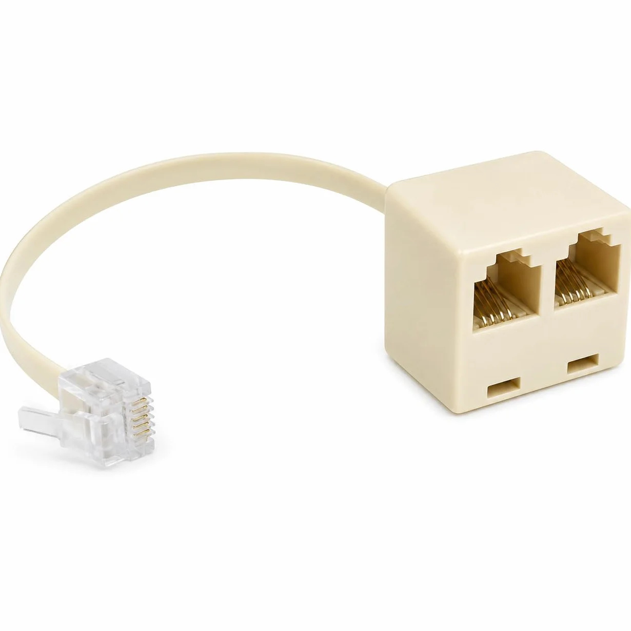 CABLEPELADO Bifurcador de telefono 6P4C RJ11 Macho a Doble RJ11 | Adaptador con cable - Beige