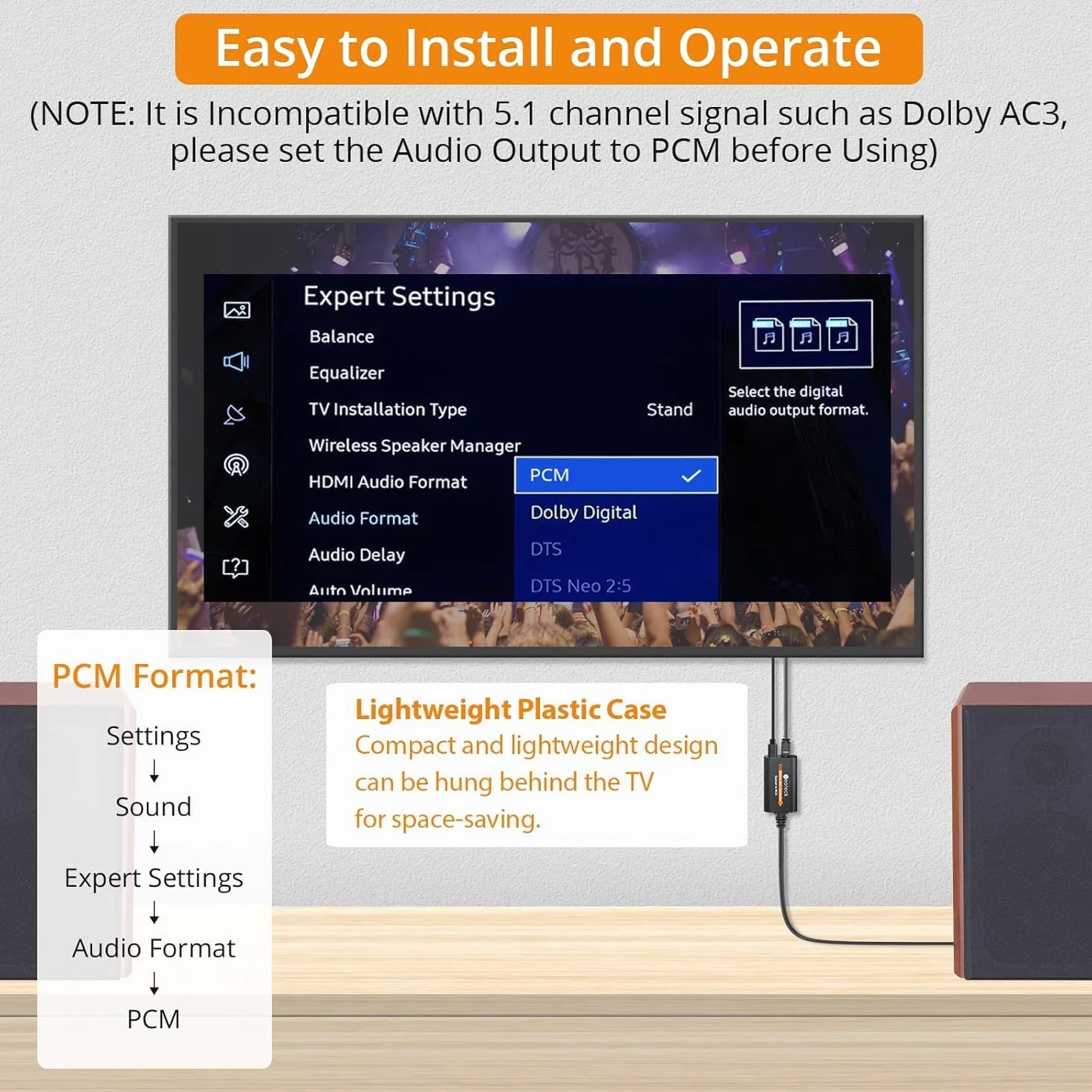 Neoteck DAC Convertidor Óptico a RCA 192 kHz SPDIF a RCA 7ft/2.1m para HDTV