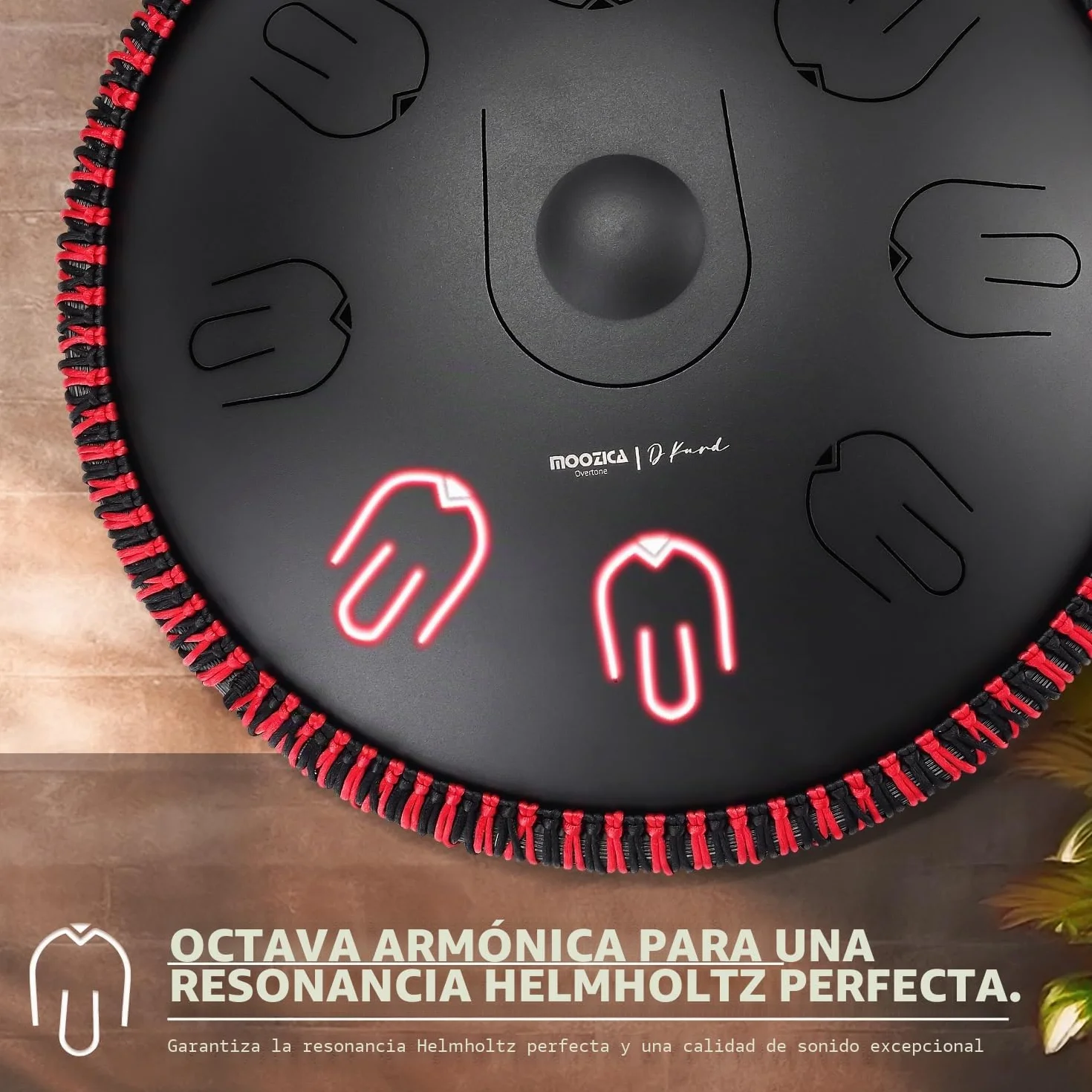 MOOZICA Steel Handpan Tongue Drum, 14 Pulgadas 17 Notas en D Minor con Diseño de Sobretono de Octava, Instrumento de Percusión de Tambor Manual con Bolsa de Transporte (D kurdo, negro)
