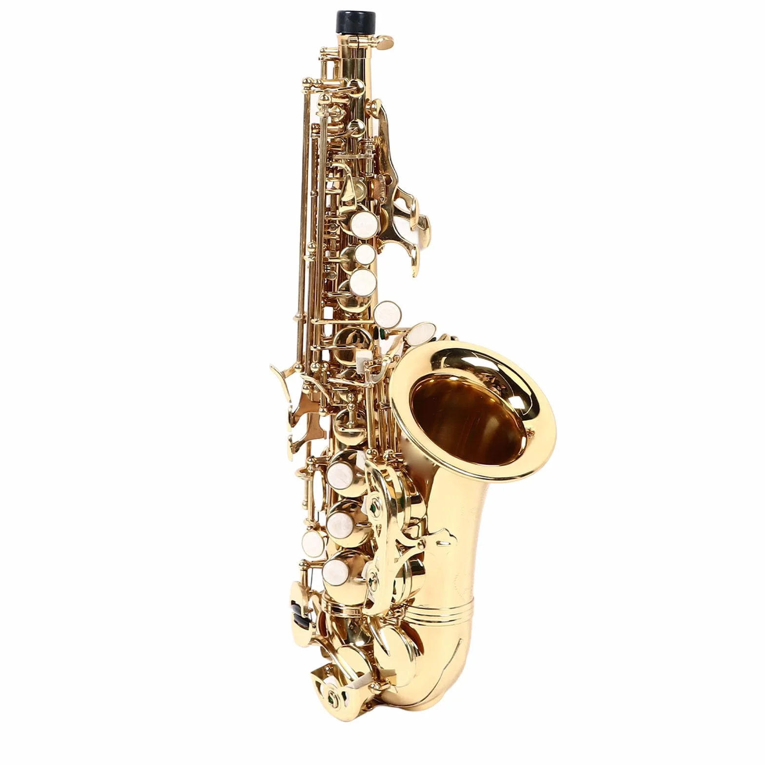 Generic Saxofón, Saxo de Soprano en Latón Portátil Fácil de Reproducir Aplicación de Sonido para la Música para la Música (Gold)