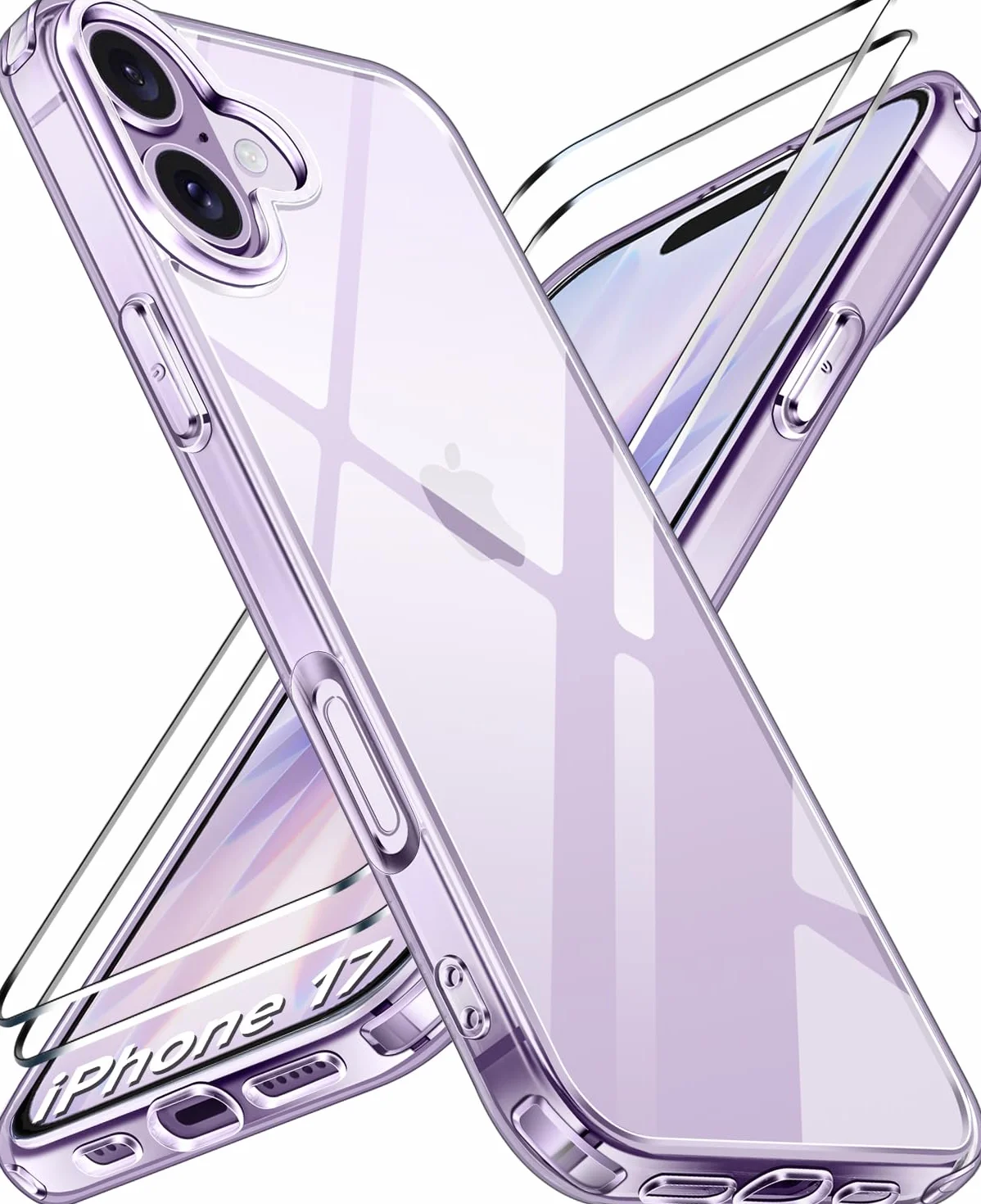 ivoler Clara Funda para iPhone 17, con 2 Piezas Cristal Templado, [Protección Militar] Anti-Amarillo Carcasa Antigolpes Bumper Case Cover - Transparente
