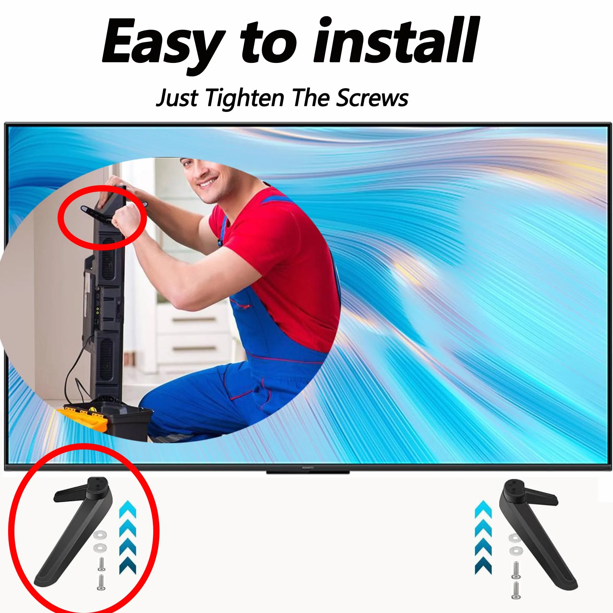 Patas universales para soporte de TV, patas de pedestal de repuesto con tornillos para la mayoría de televisores LED de pantalla plana de plasma, soporte de escritorio de mesa