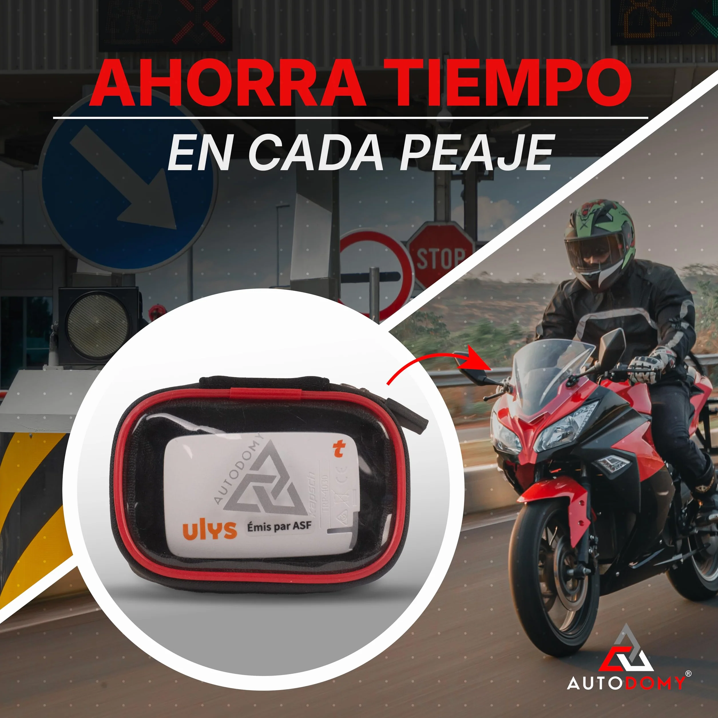 Soporte para Moto Impermeable Neopreno 9.4x6.8 cm Estuche Porta Telepeaje