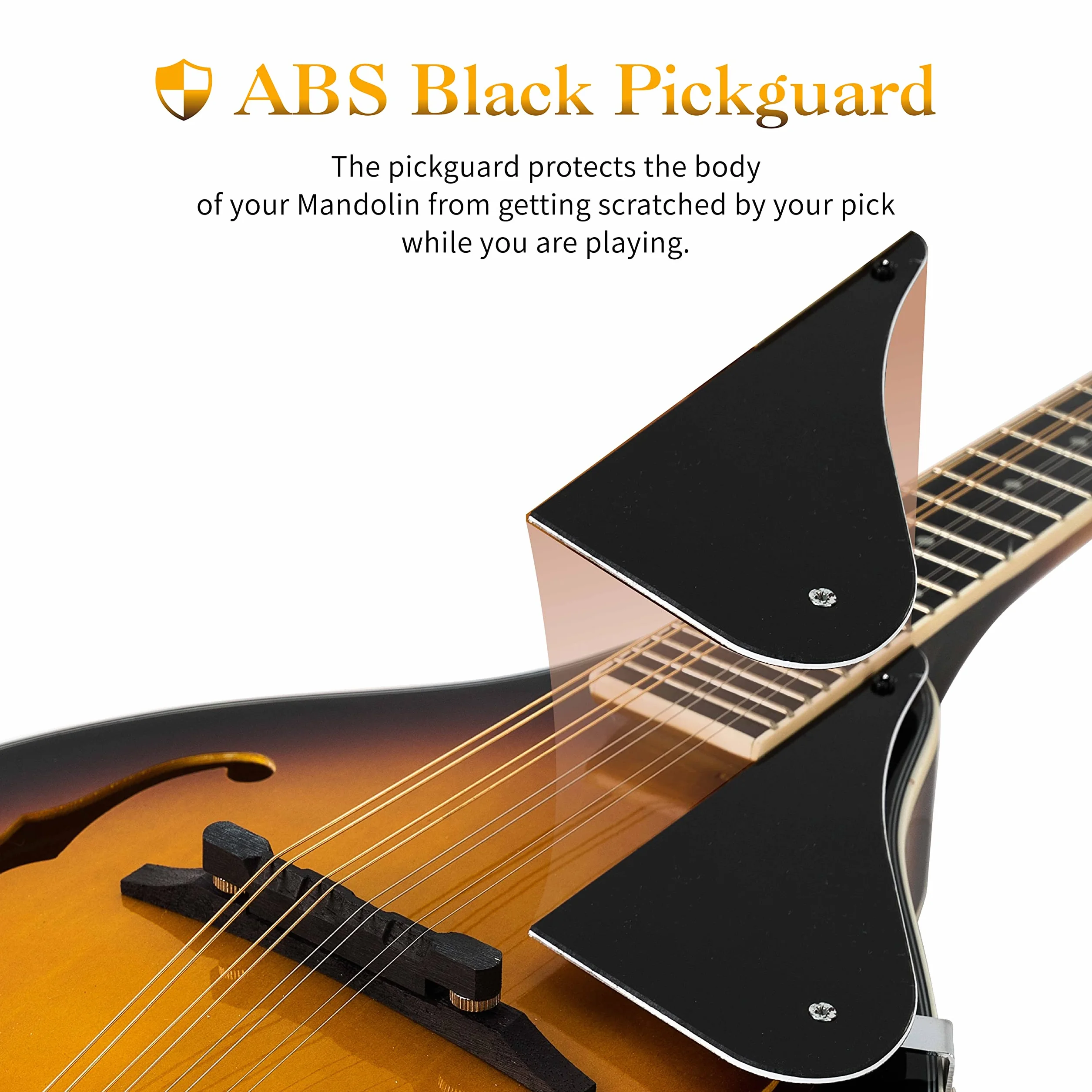 Mulucky Instrumento de mandolina de estilo A, mandolina acústica de 8 cuerdas para principiantes, kit de instrumentos musicales de madera de caoba ML-A-S con bolsa de concierto, afinador digital