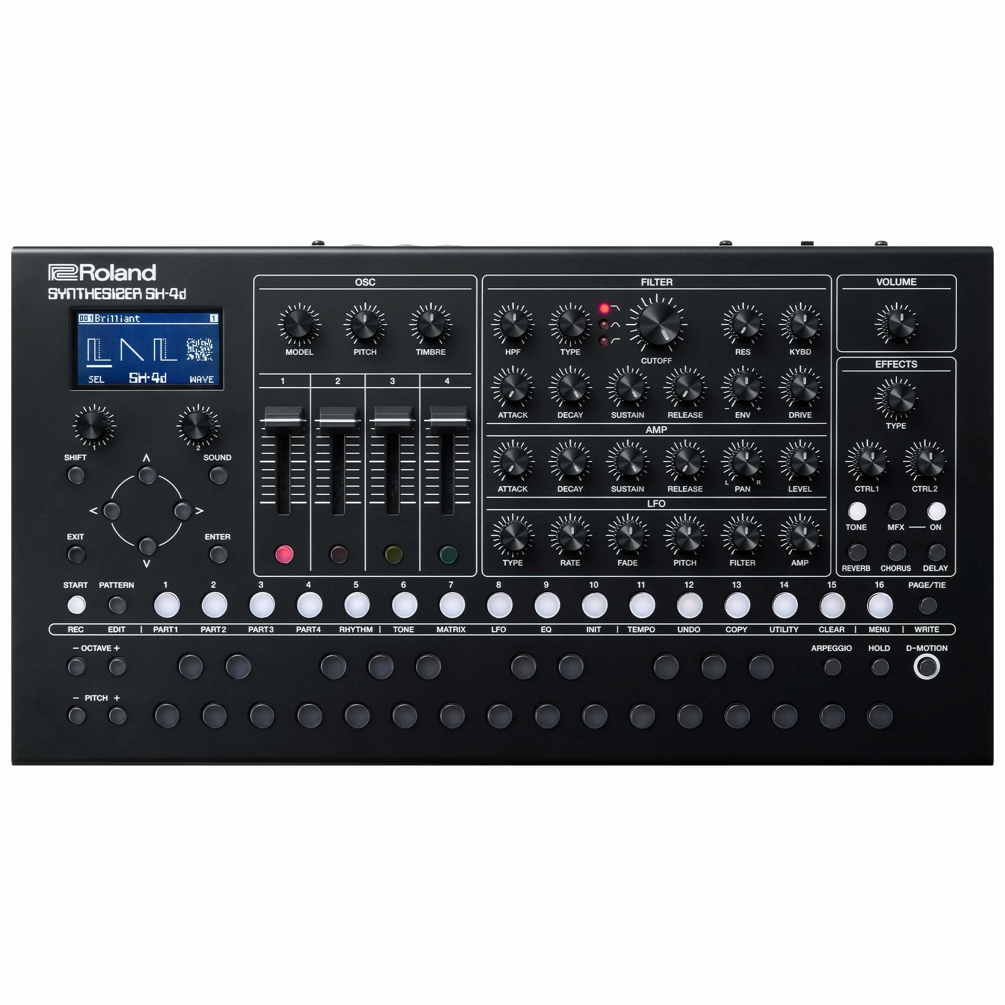 Roland SH-4d Sintetizador de sobremesa compacto | 11 modelos de OSC | Herramientas profesionales de diseño sonoro | Perfecto para estudio y directo | Proceso manual