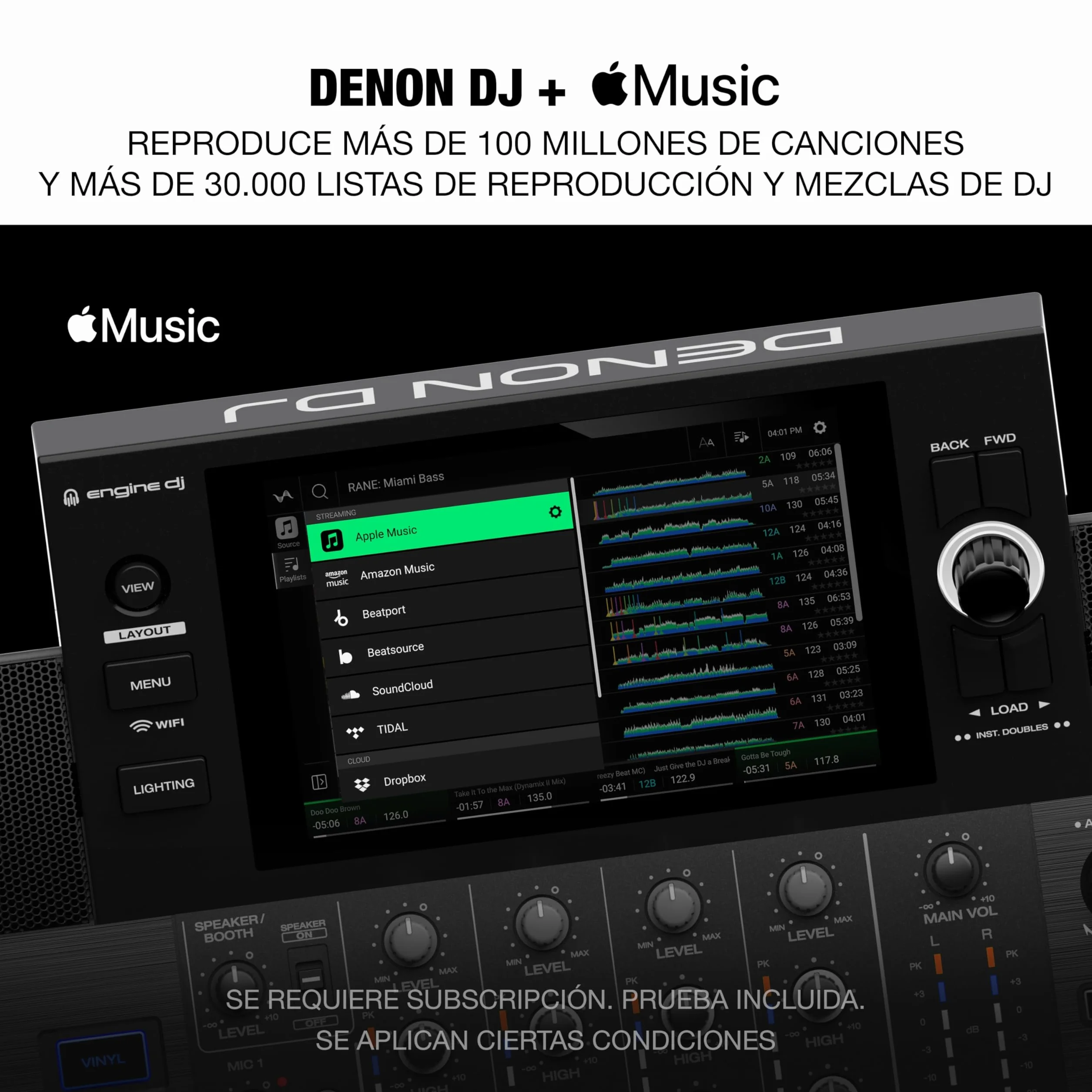 Denon DJ SC LIVE 4 Controlador DJ con separación de stems en 4 decks, streaming por wifi, altavoces integrados, compatible con Serato DJ y Virtual DJ