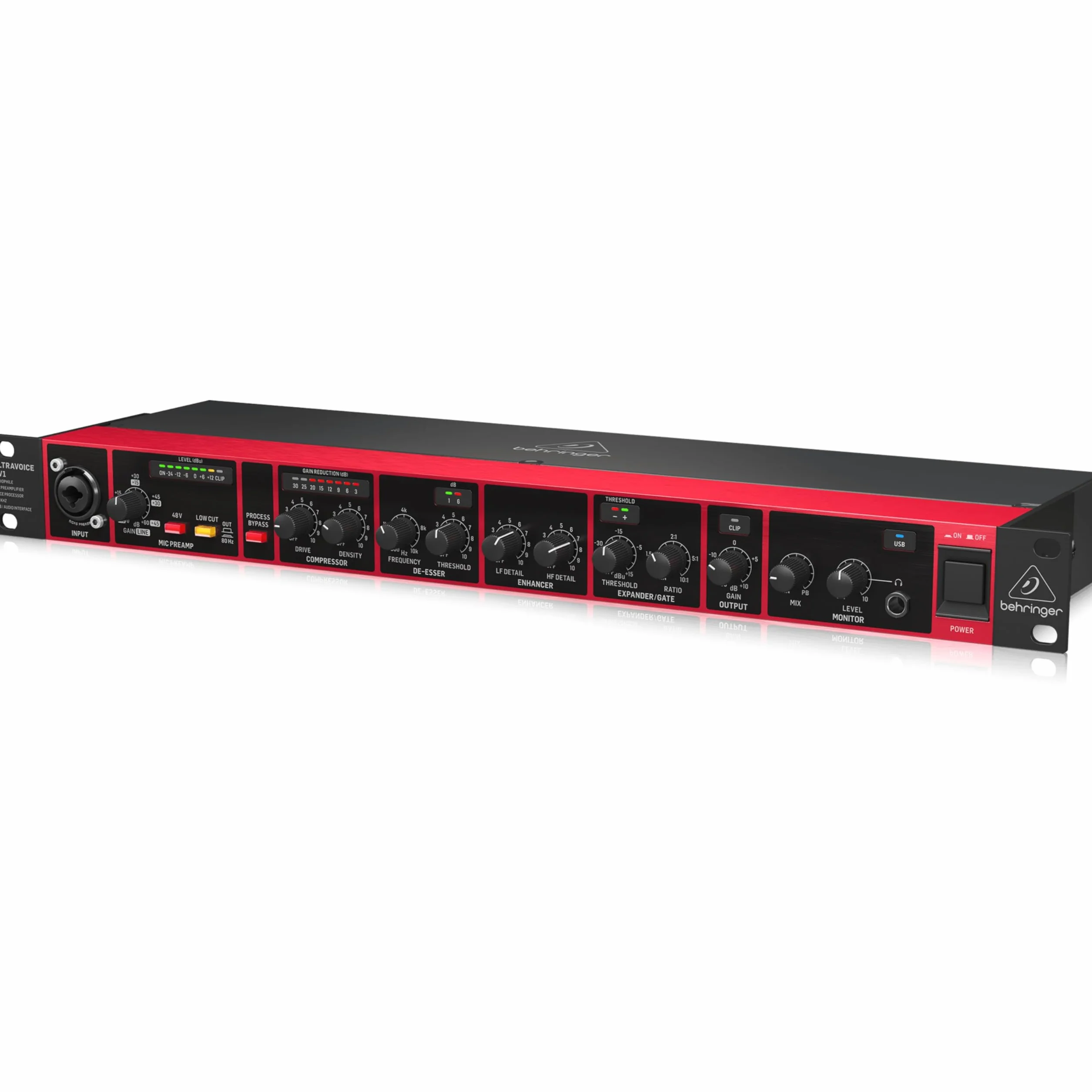 Preamplificador de micrófono Behringer UV1 Audiophile, procesador de voz e interfaz de audio USB de 192 kHz