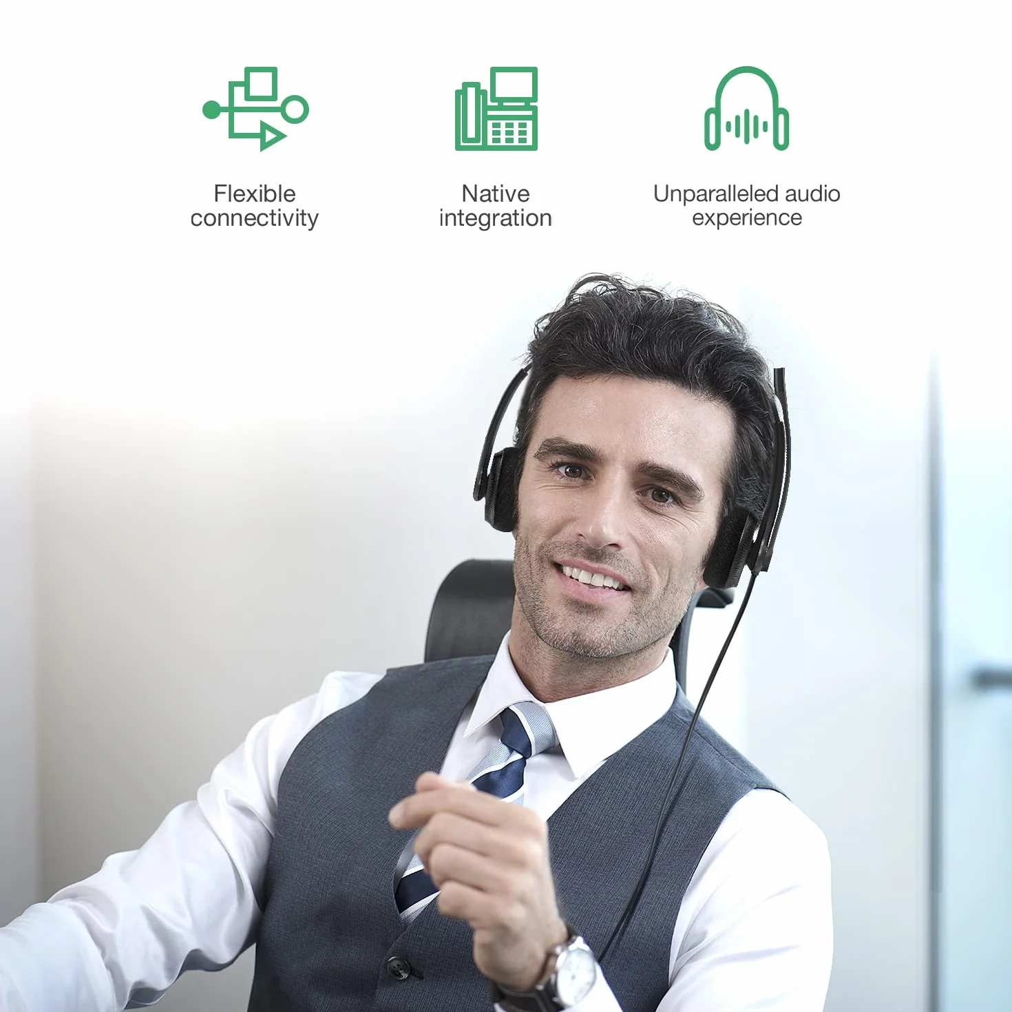 Yealink YHS34 Lite QD Auriculares para teléfonos de oficina con cable RJ9