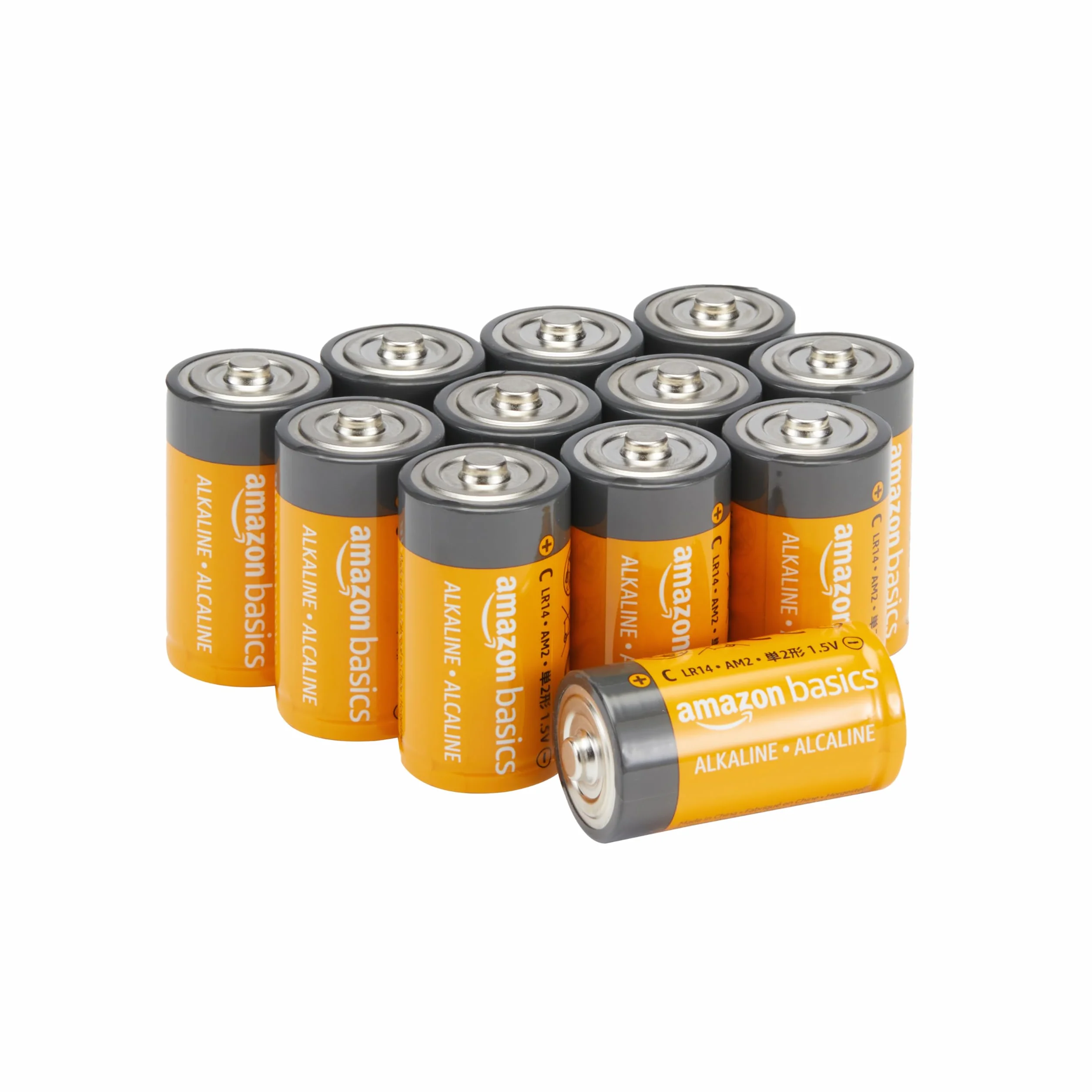 Amazon Basics Pilas Alcalinas C 1,5V Paquete 12, Vida útil 5 años