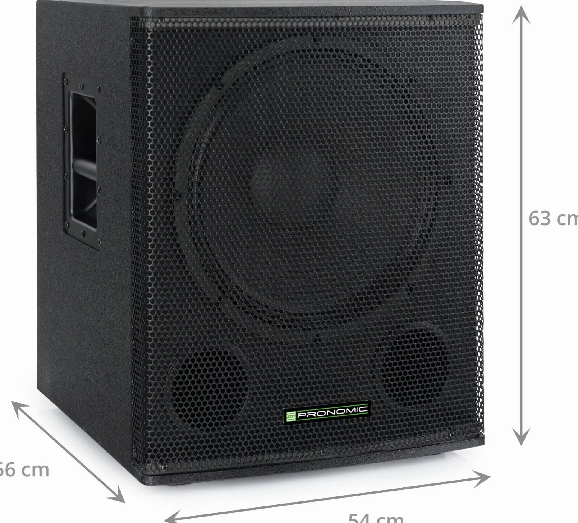 Pronomic SA-18 Sub Subwoofer Activo - 1x Altavoz de 18" con Aberturas bassreflex - 600 vatios Pico - SPL máx.: 126 dB - Brida de 35 mm - Negro