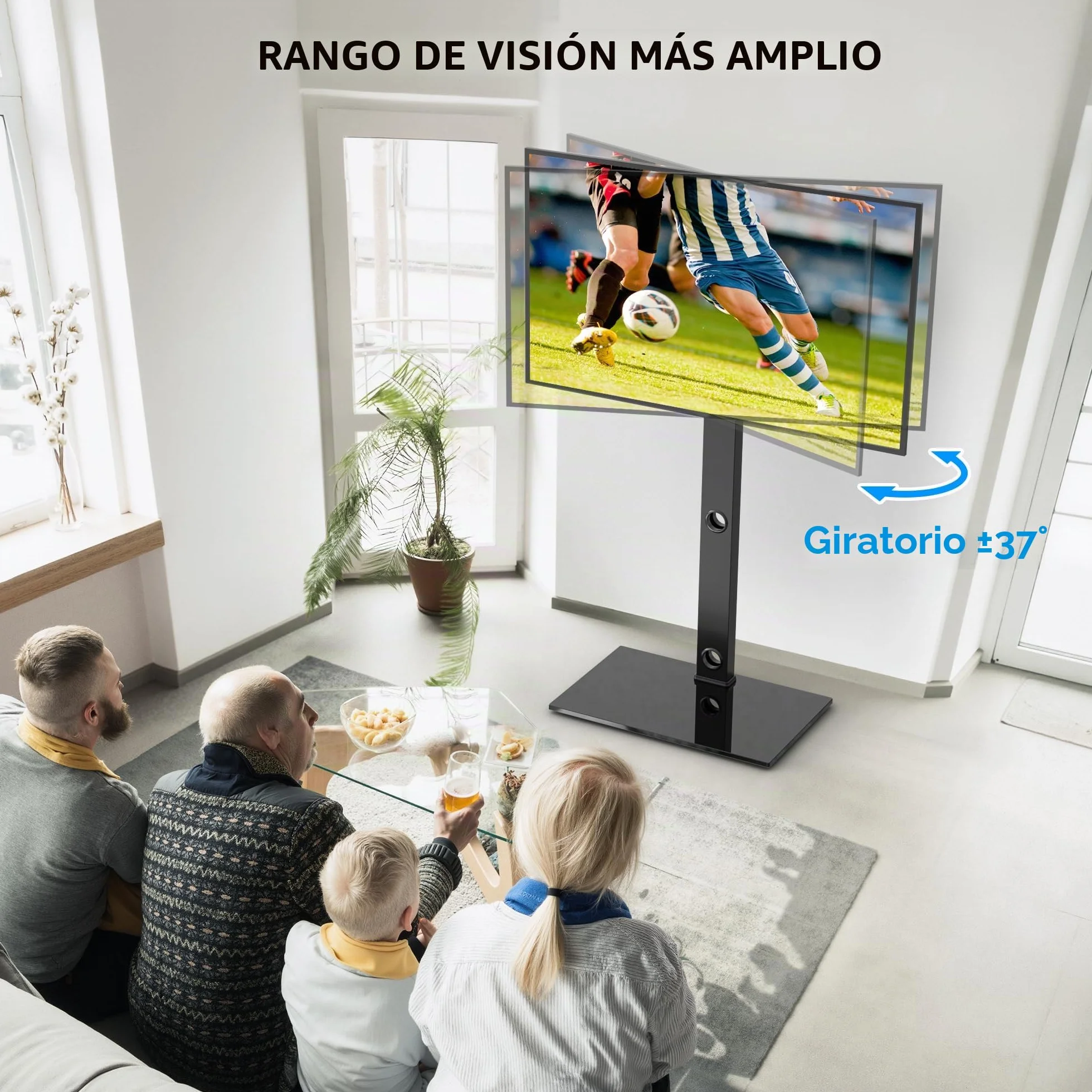 BONTEC Soporte TV Pie para Pantallas de 30-70 Pulgadas para TVs Planas y Curvas, Soporte Television Pie con 6 Niveles de Altura, hasta 40 kg, VESA Máx 600x400 mm, para Salón, Dormitorio y Oficina