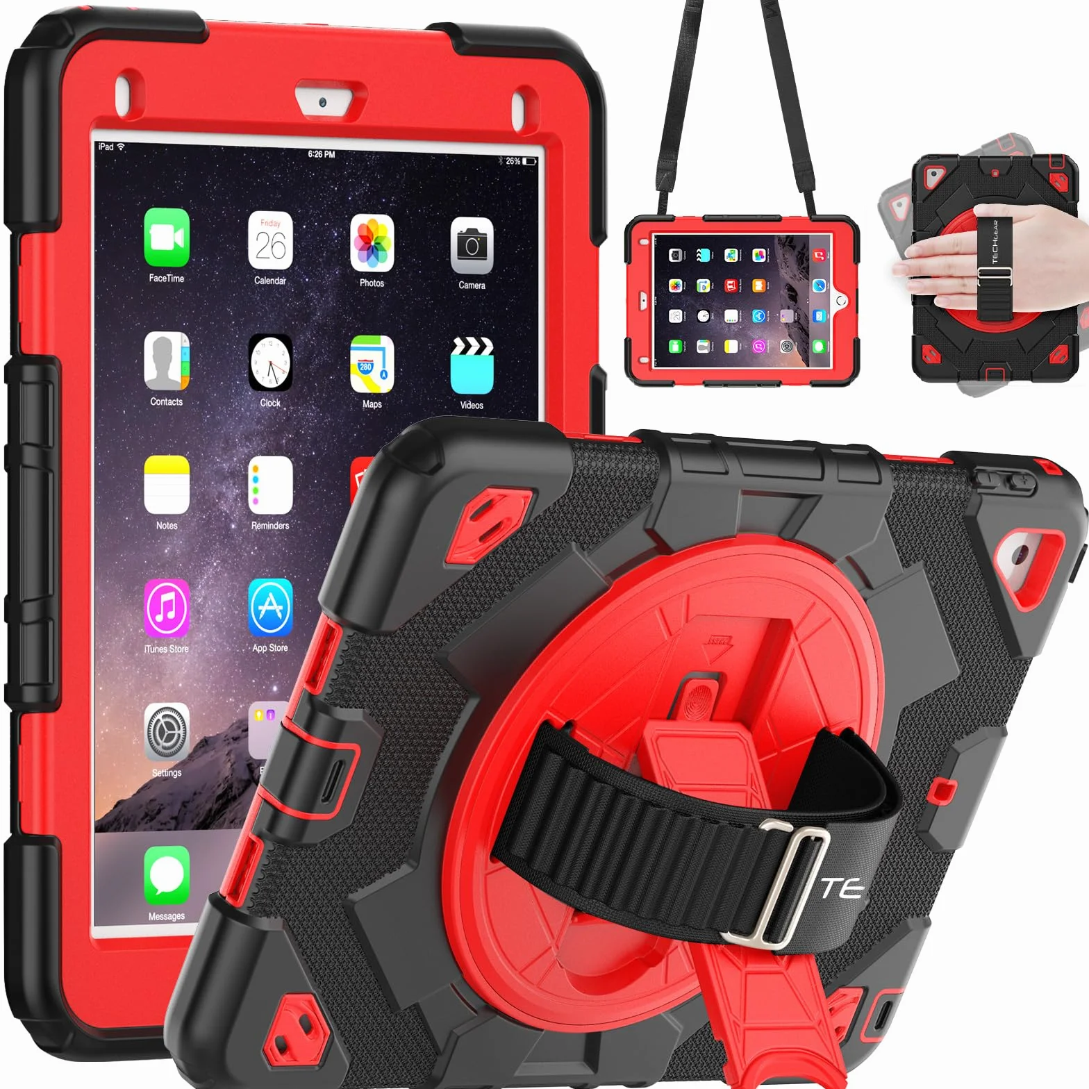 TECHGEAR El Estuche SUPE se Adapta a Apple iPad 9.7" 6.a/5.a generación (2018/2017) y iPad Air 2 9.7" y iPad Pro 9.7" Estuche Resistente, Resistente y Divertido para niños y niñas con Soporte, estu